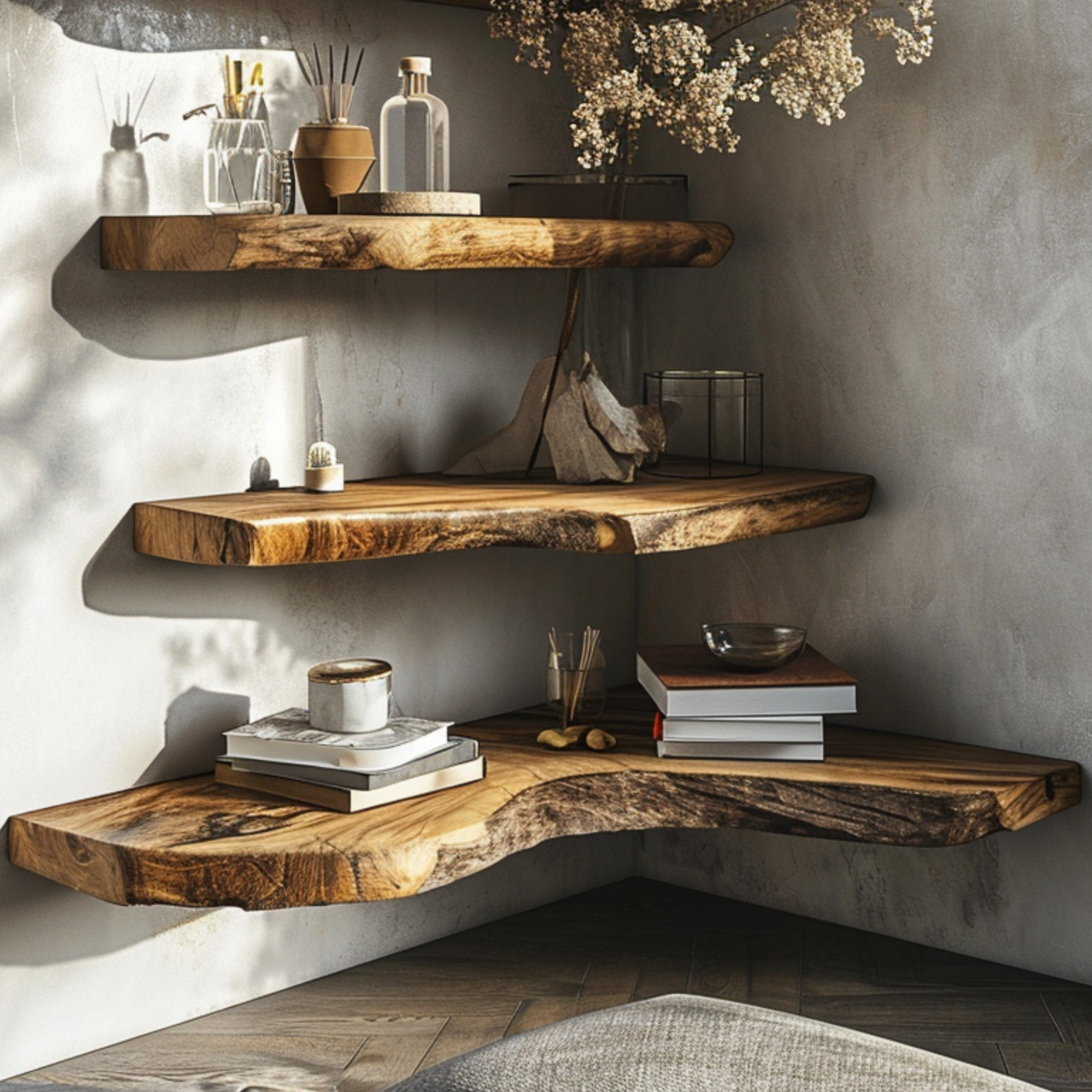 Live Edge Floating Shelves Wall Mounted SINLFL019