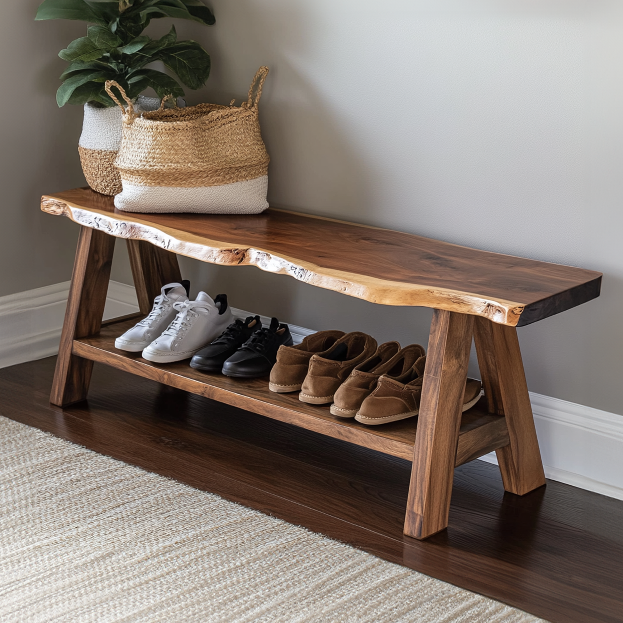 Rustic Shoe Rack Bench Housewarming Gift SINLSB0018