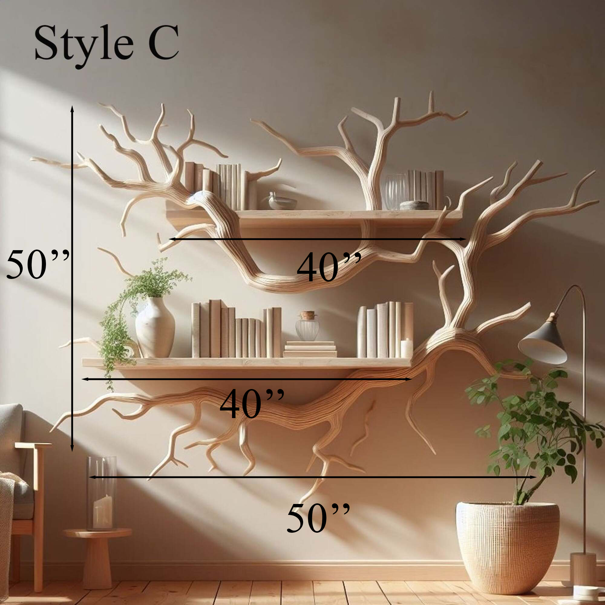 Tree Bookshelf Driftwood Rustic Corner Wall Shelf SINLTBS006