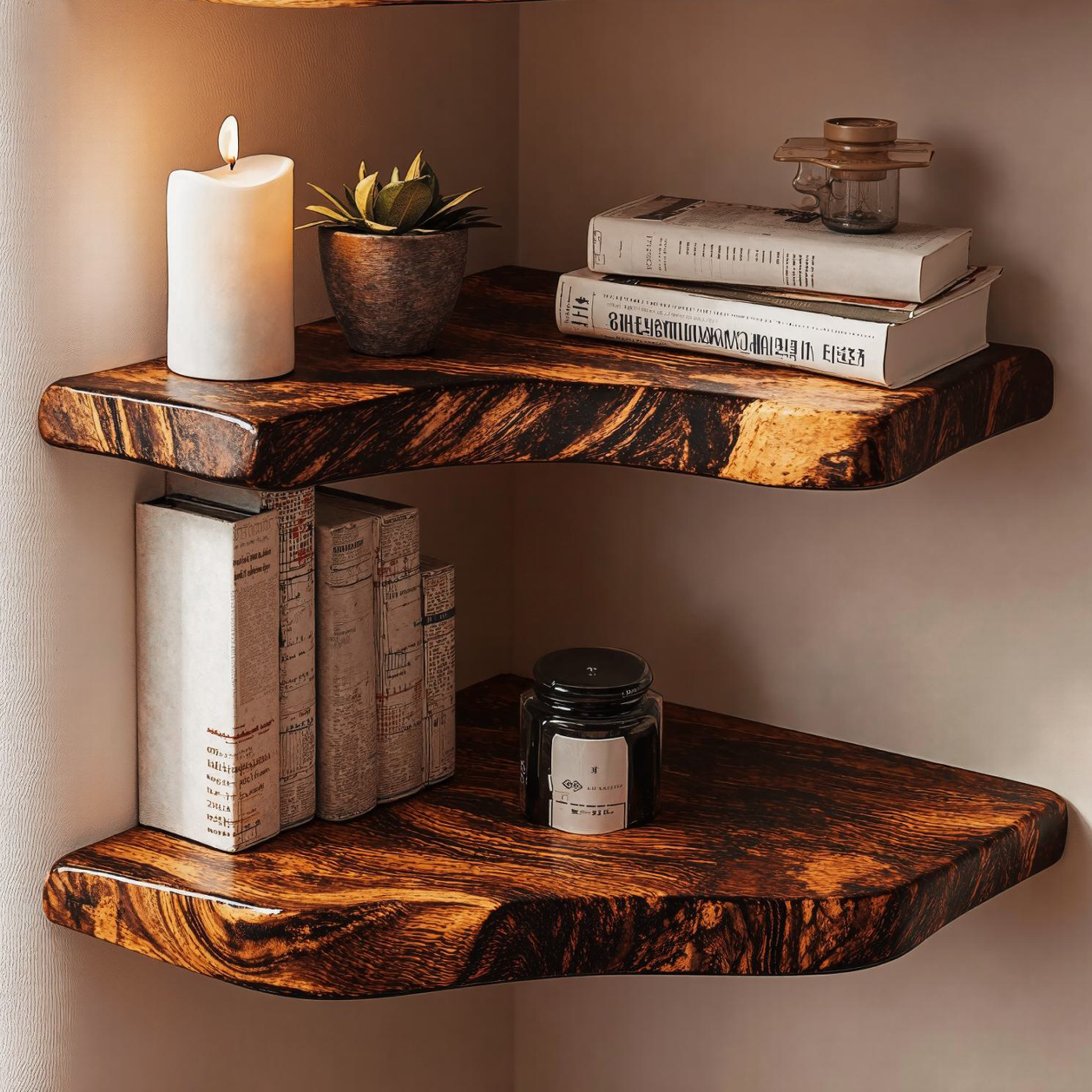 Floating Edge Corner Shelves Wooden Shelves SILDTCN005