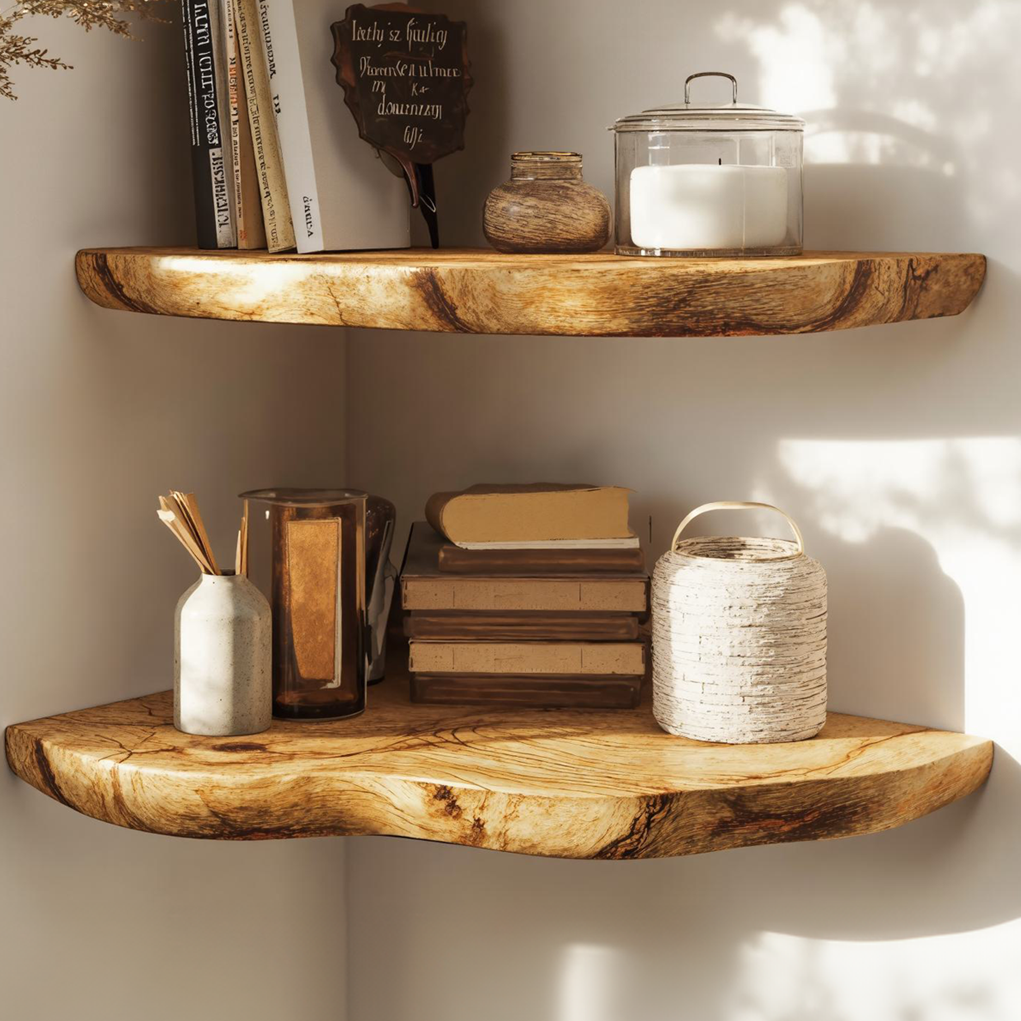 Handcraft Live Edge Corner Shelves Wall Shelves SILDTFL012