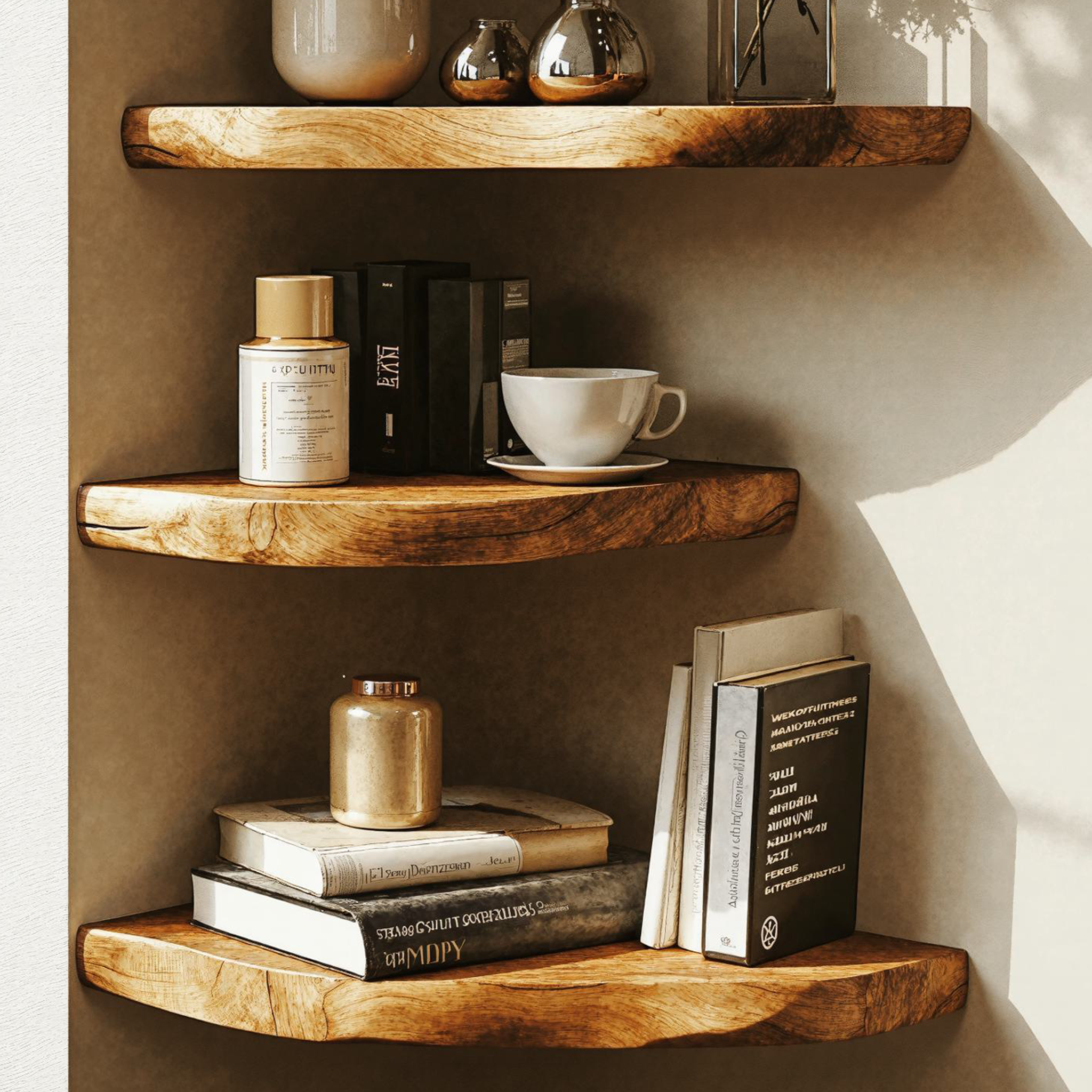 Live Edge Floating Corner Wall Shelves Decor SILDTCN009