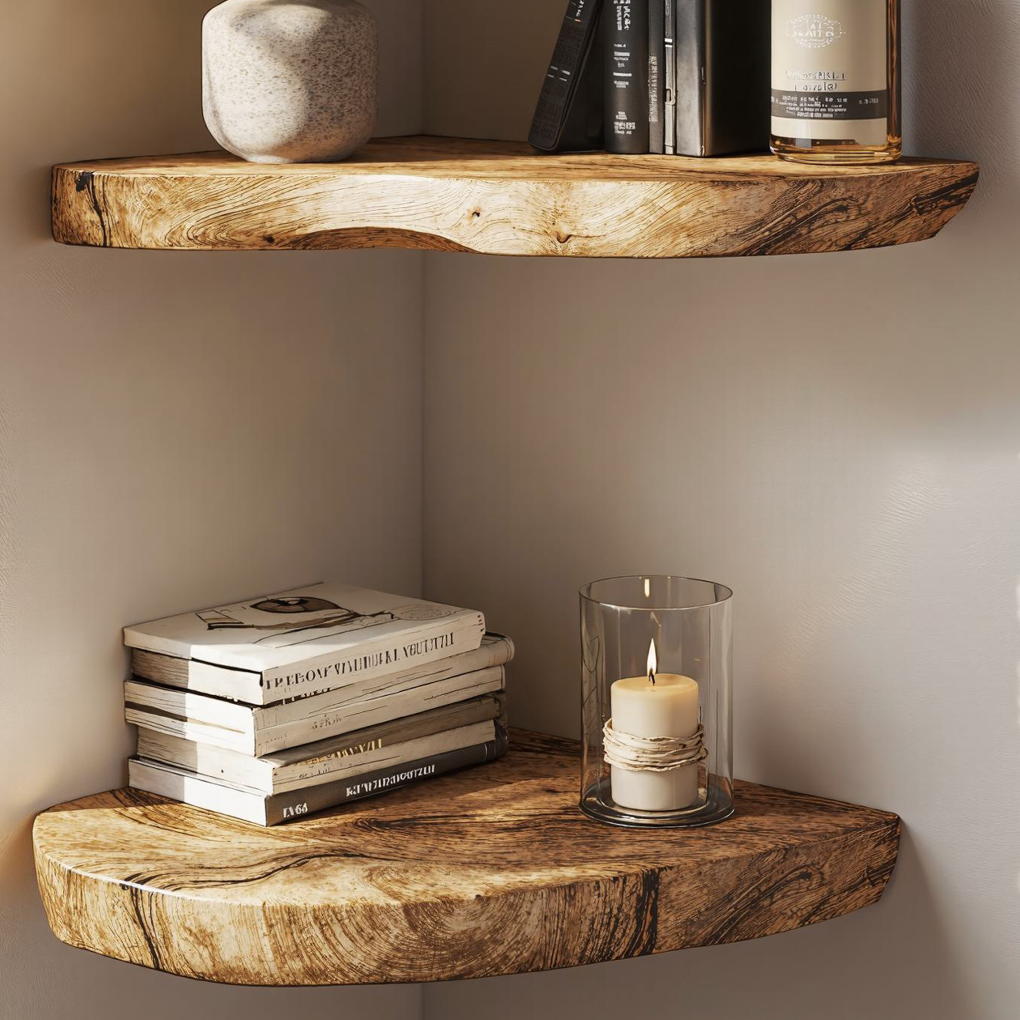 Live Edge Floating Corner Shelves Wall Shelves SILDTCN010