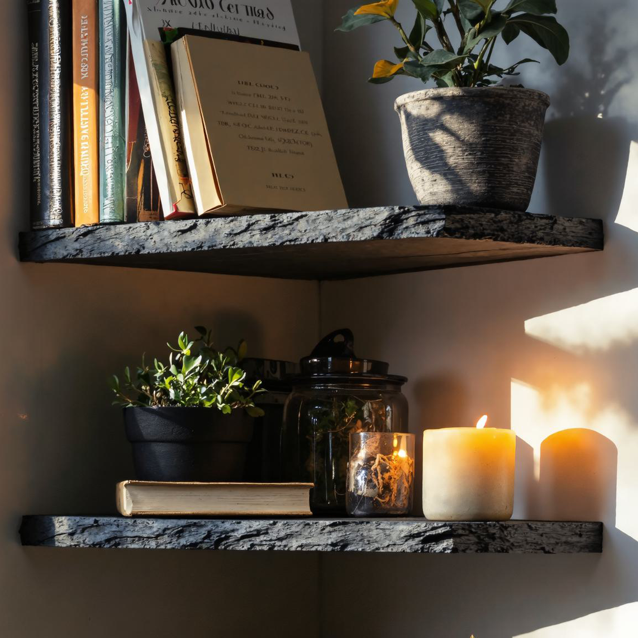 Floating Edge Black Corner Shelves Wall Shelves SILDTCN017