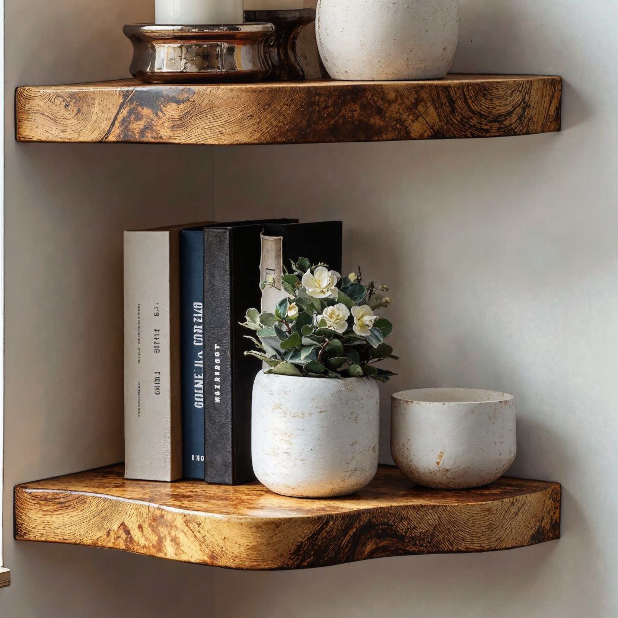 Handcraft Live Edge Corner Shelves Floating Shelves SILDTFL011