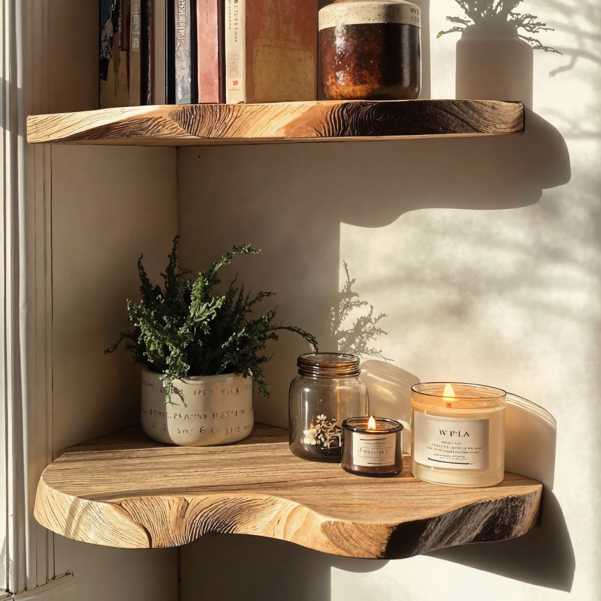 Handcraft Live Edge Corner Shelves Wooden Shelves SILDTFL013