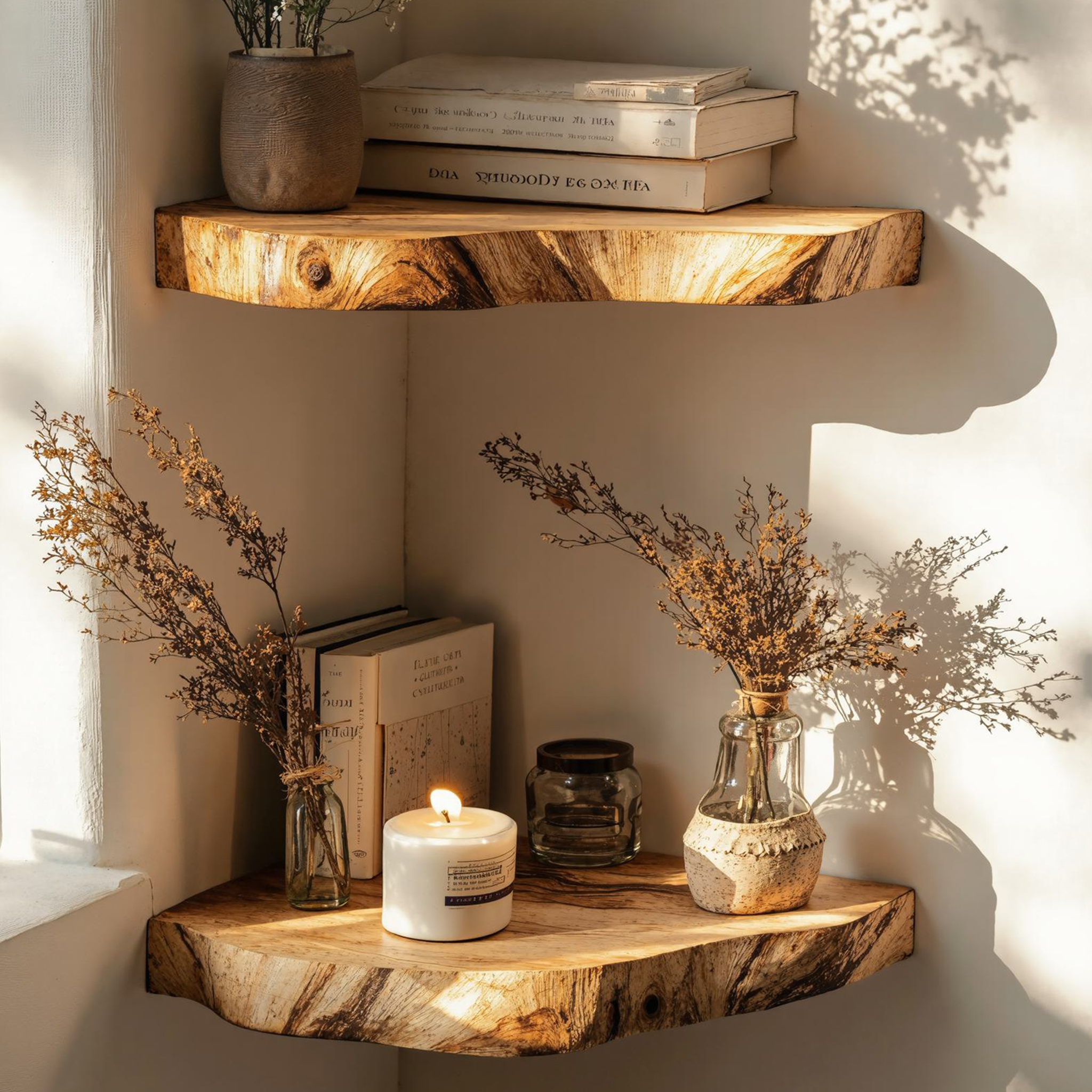 Floating Edge Corner Shelves Wall Wood Shelves SILDTCN007