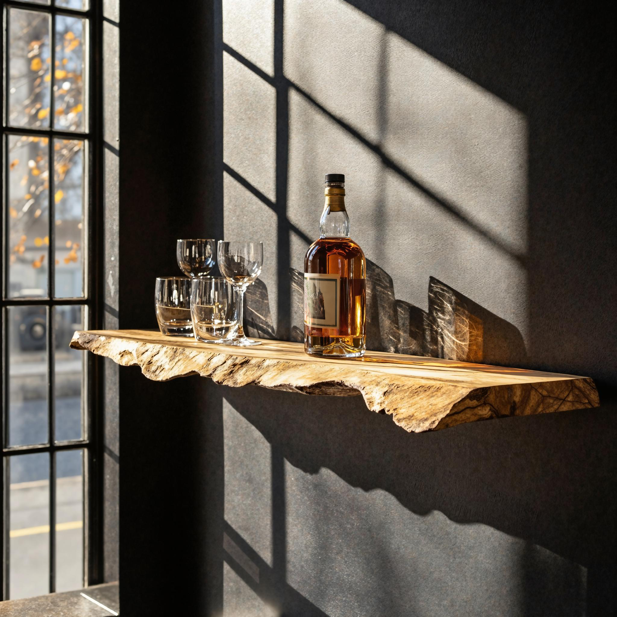 Rustic Natural Wood Bar Floating Shelf For Home Bar Decor SILDTBAR001