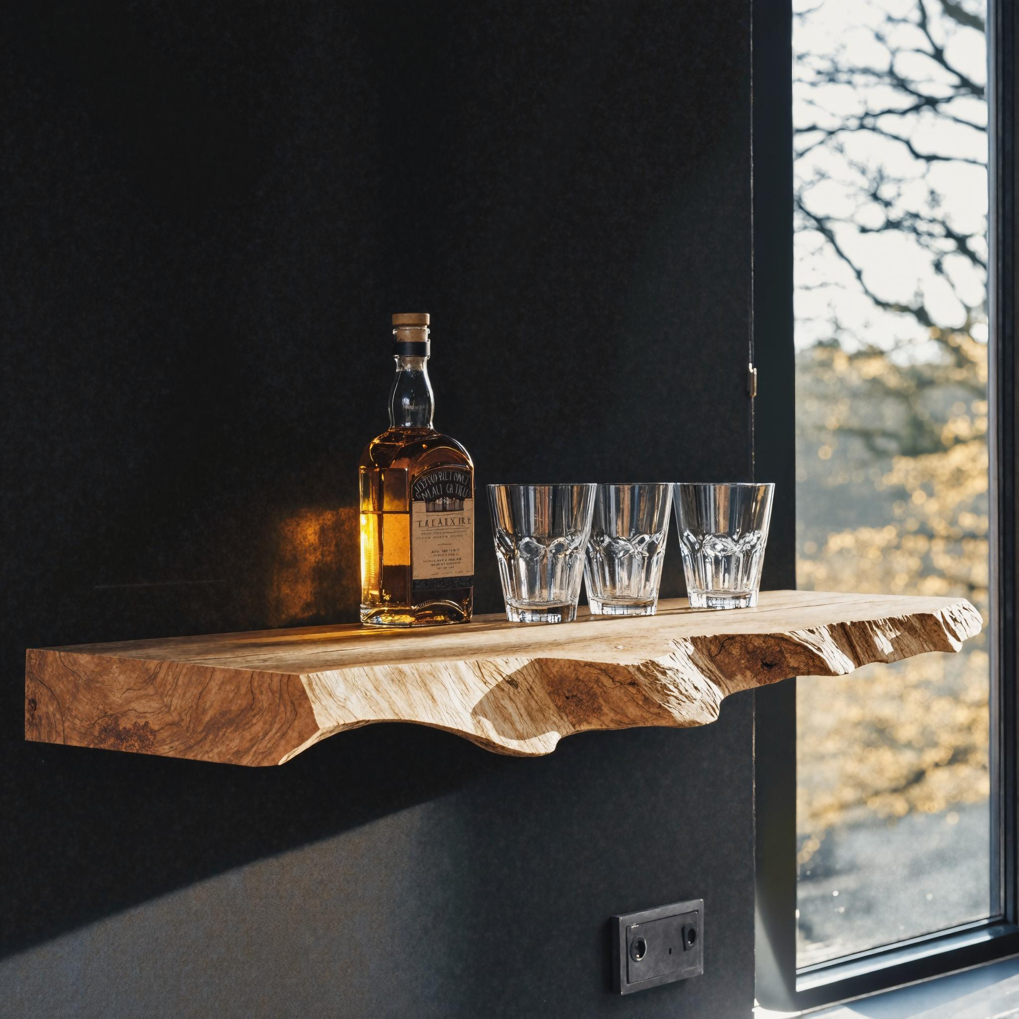 Floating Wooden Bar Shelf for Modern Home Bar Storage SILDTBAR007