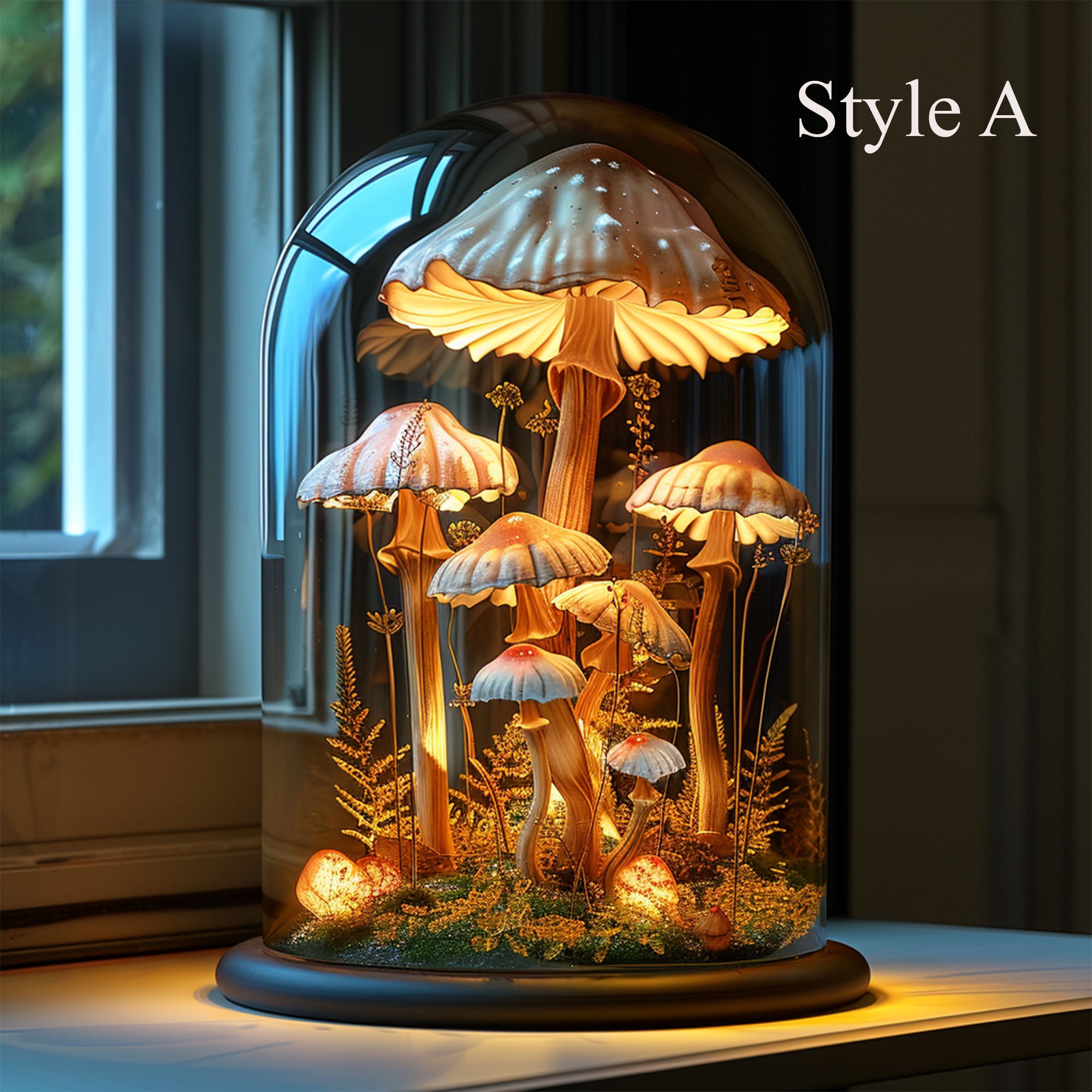 Custom Wood Mushroom Lights Decor SILDTMR026