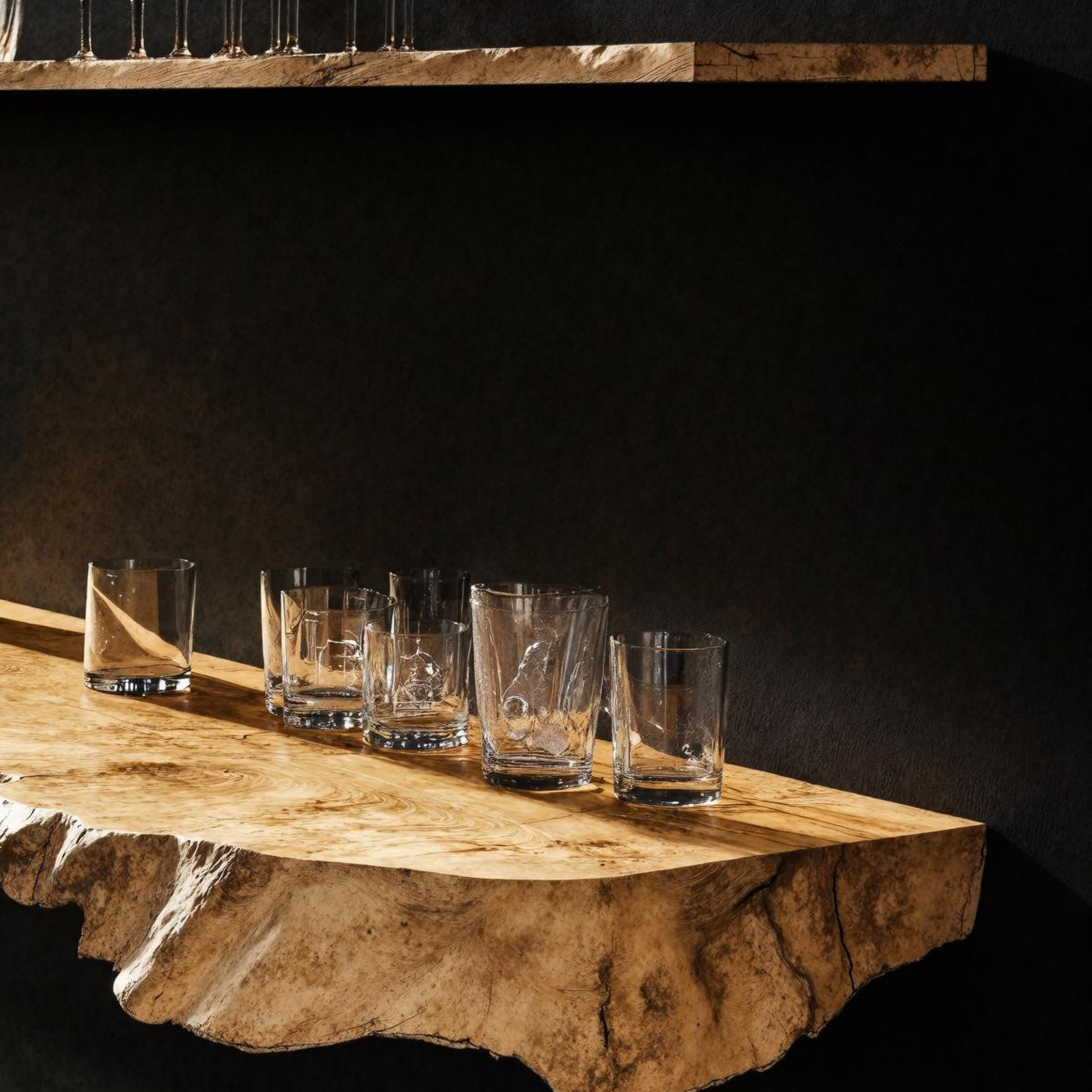 Natural Wood Floating Bar Shelf for Rustic Home Bar Setup SILDTBAR005