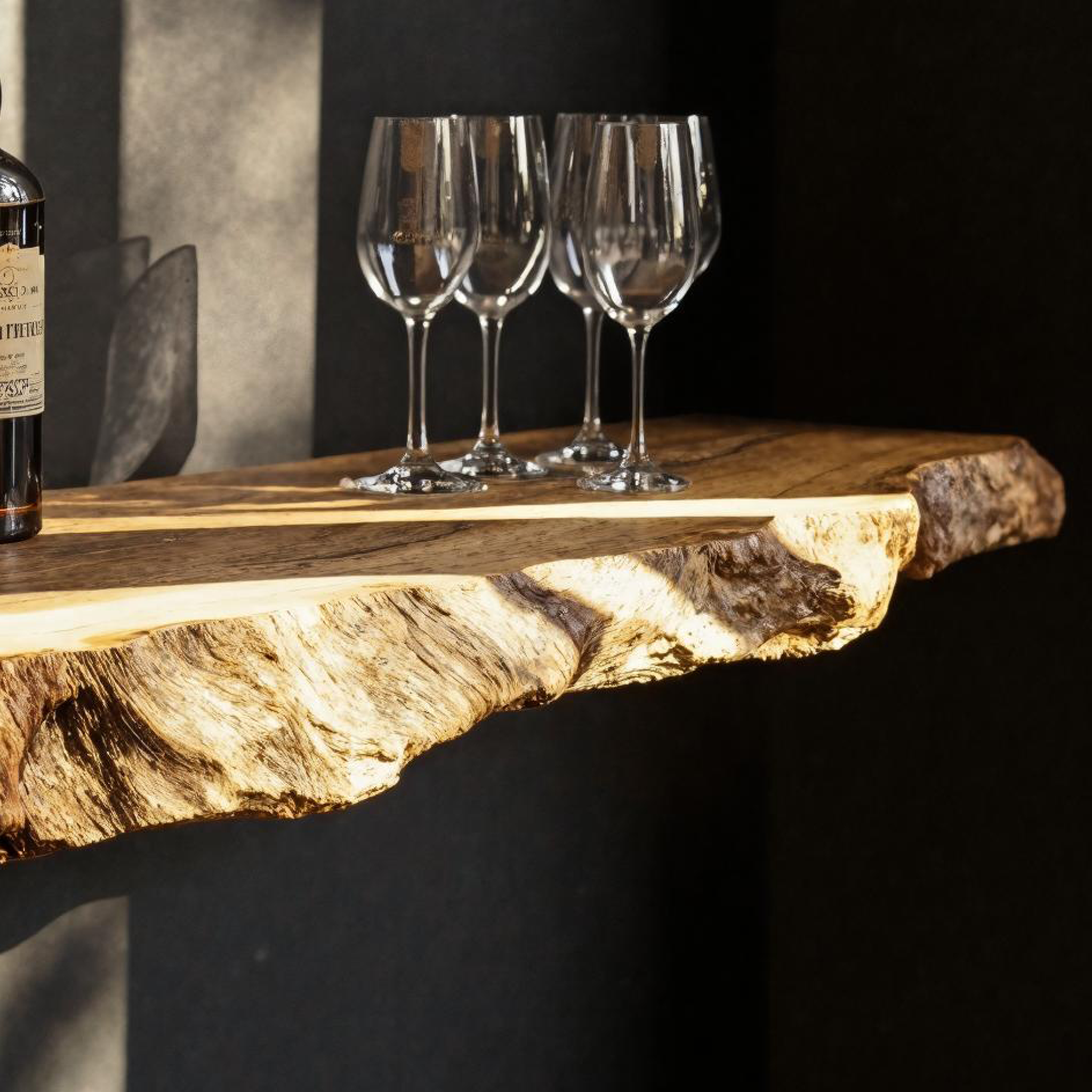 Rustic Industrial Wood Bar Wall Shelf For Home Bar Storage SILDTBAR002