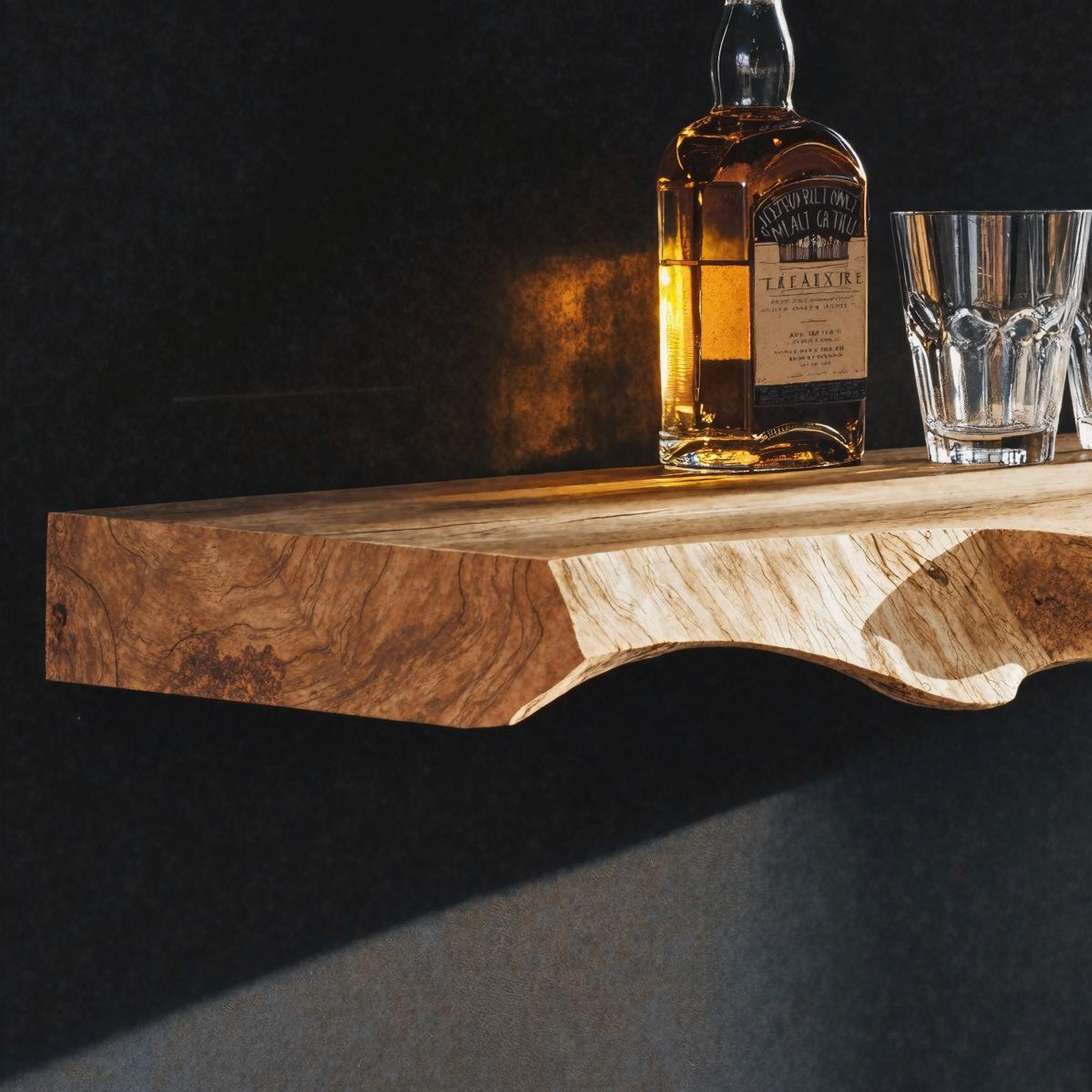 Floating Wooden Bar Shelf for Modern Home Bar Storage SILDTBAR007