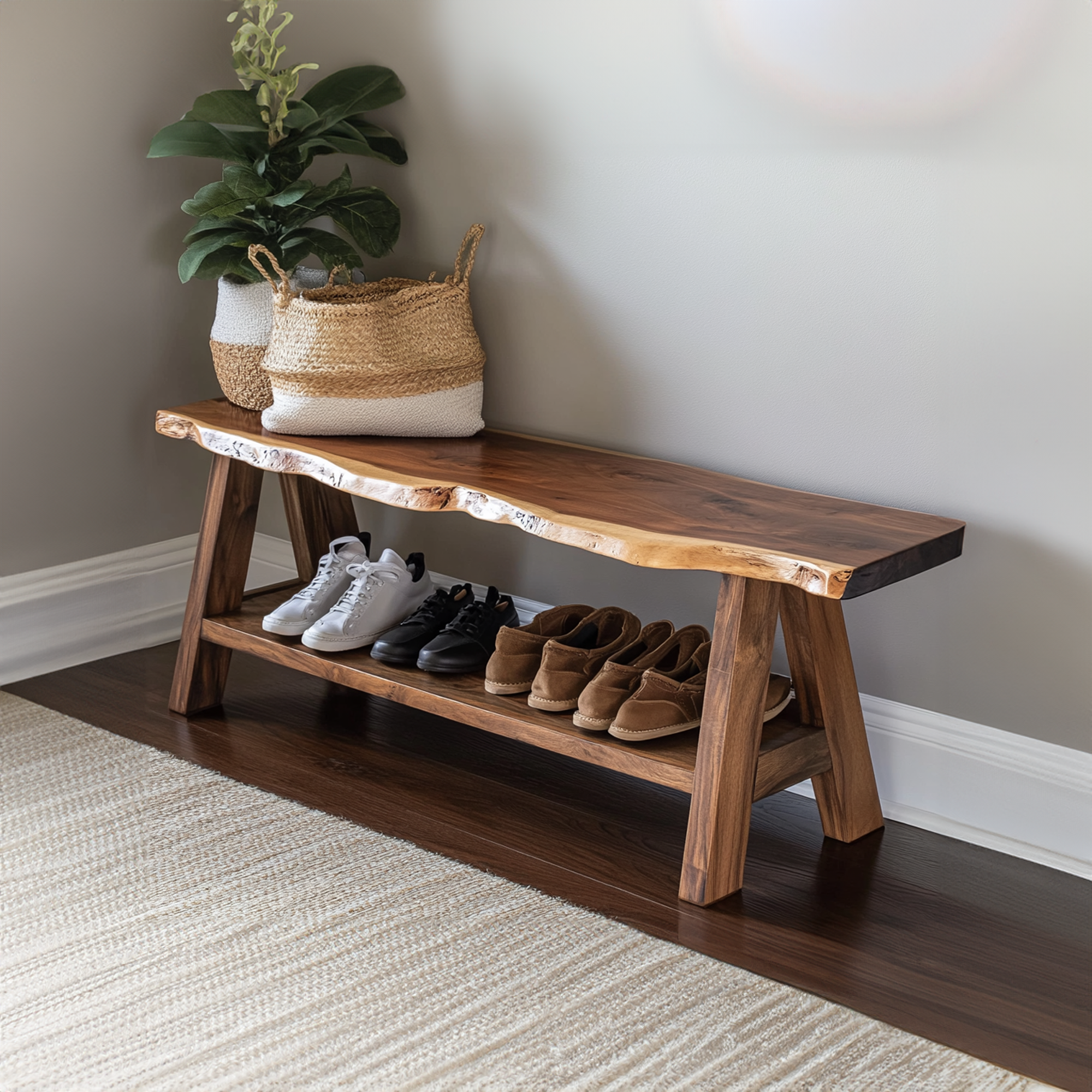 Rustic Shoe Rack Bench Housewarming Gift SINLSB0018