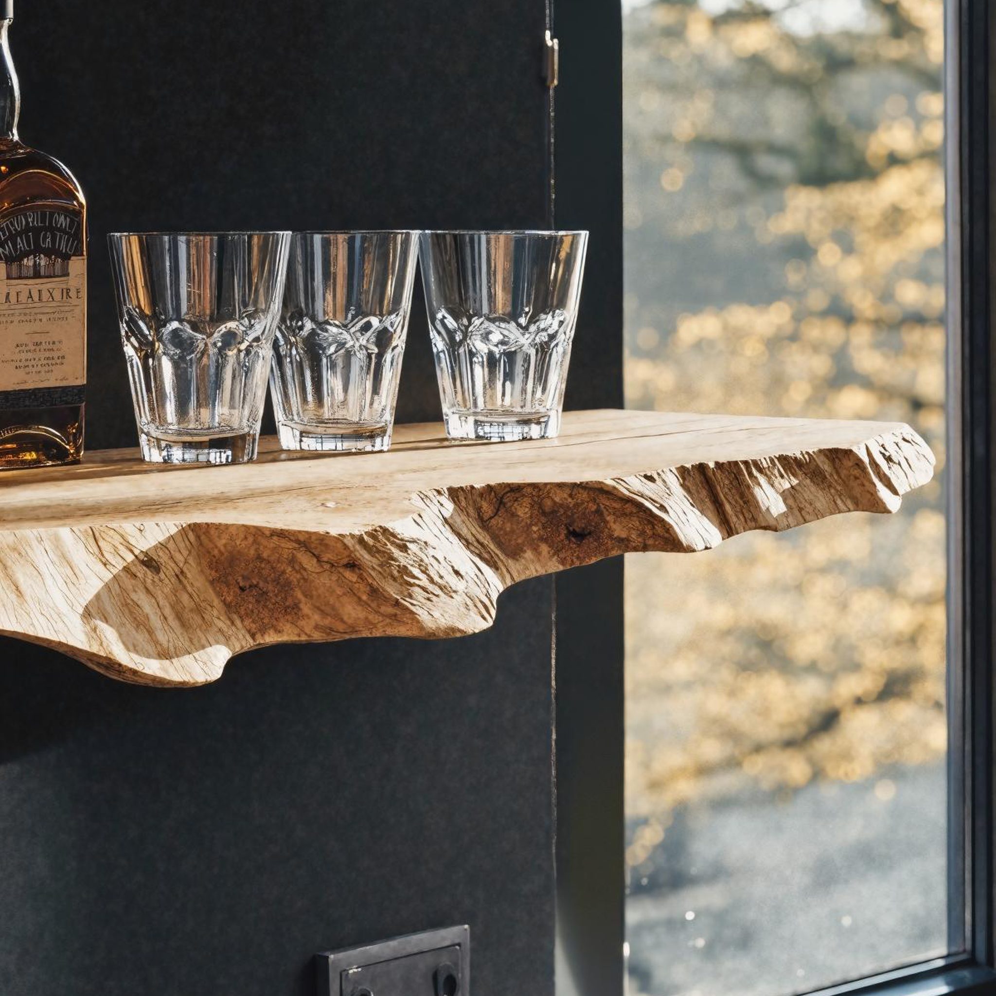 Floating Wooden Bar Shelf for Modern Home Bar Storage SILDTBAR007