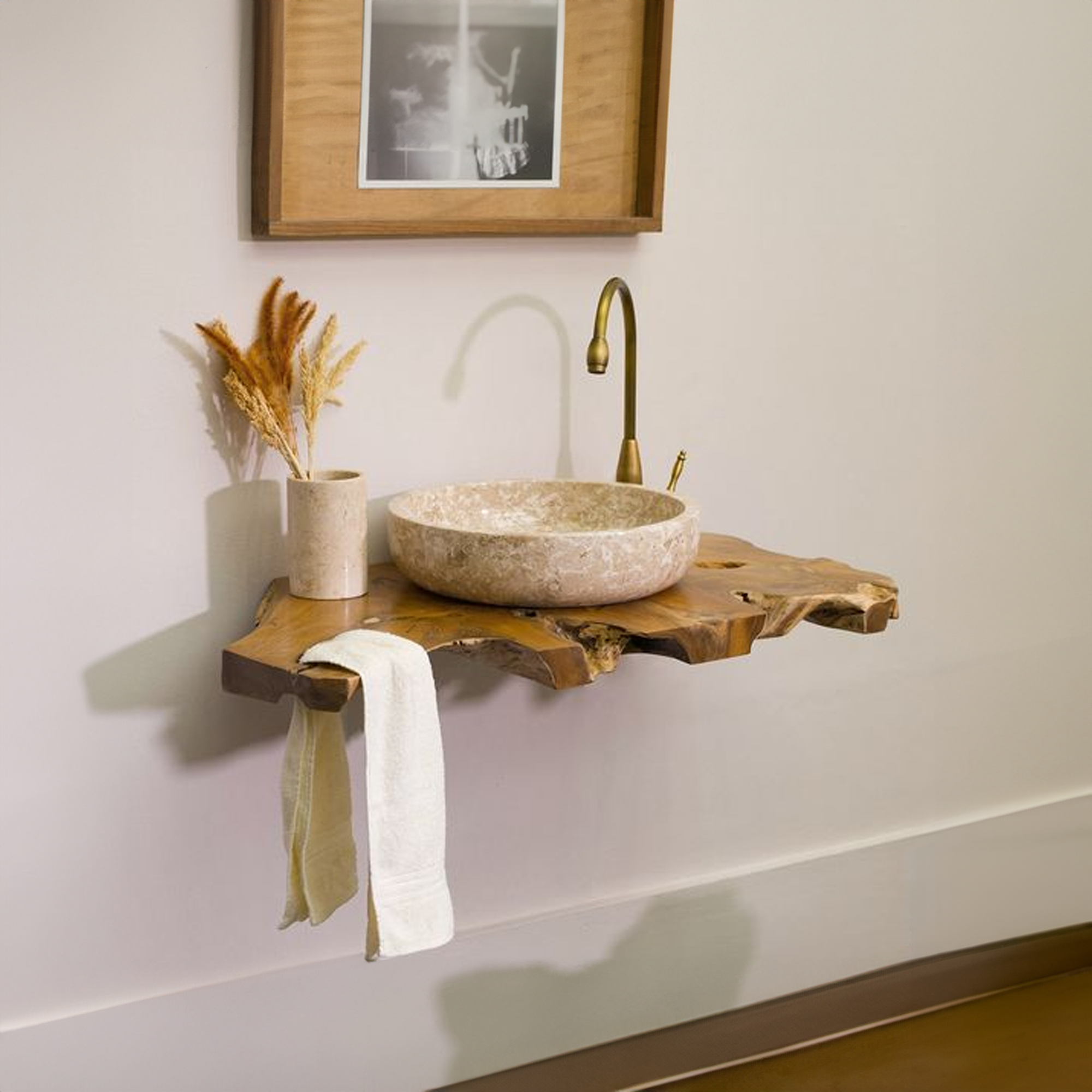 Live Edge Bathroom Vanity Shelf SINLBRV001