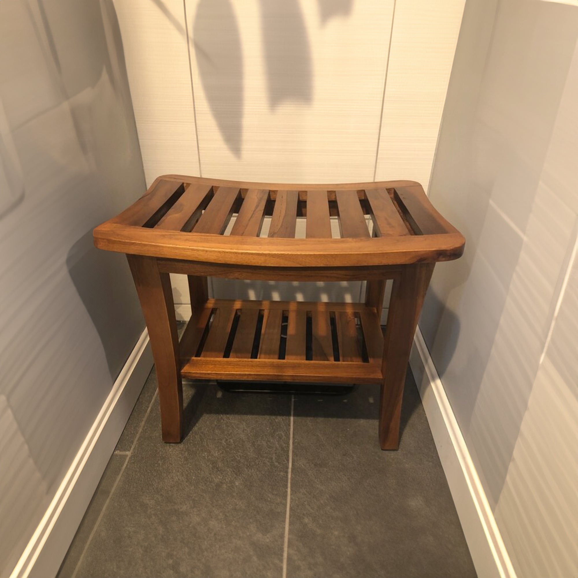 Shower Bench Solid Wood With Shelf SILDTSB001