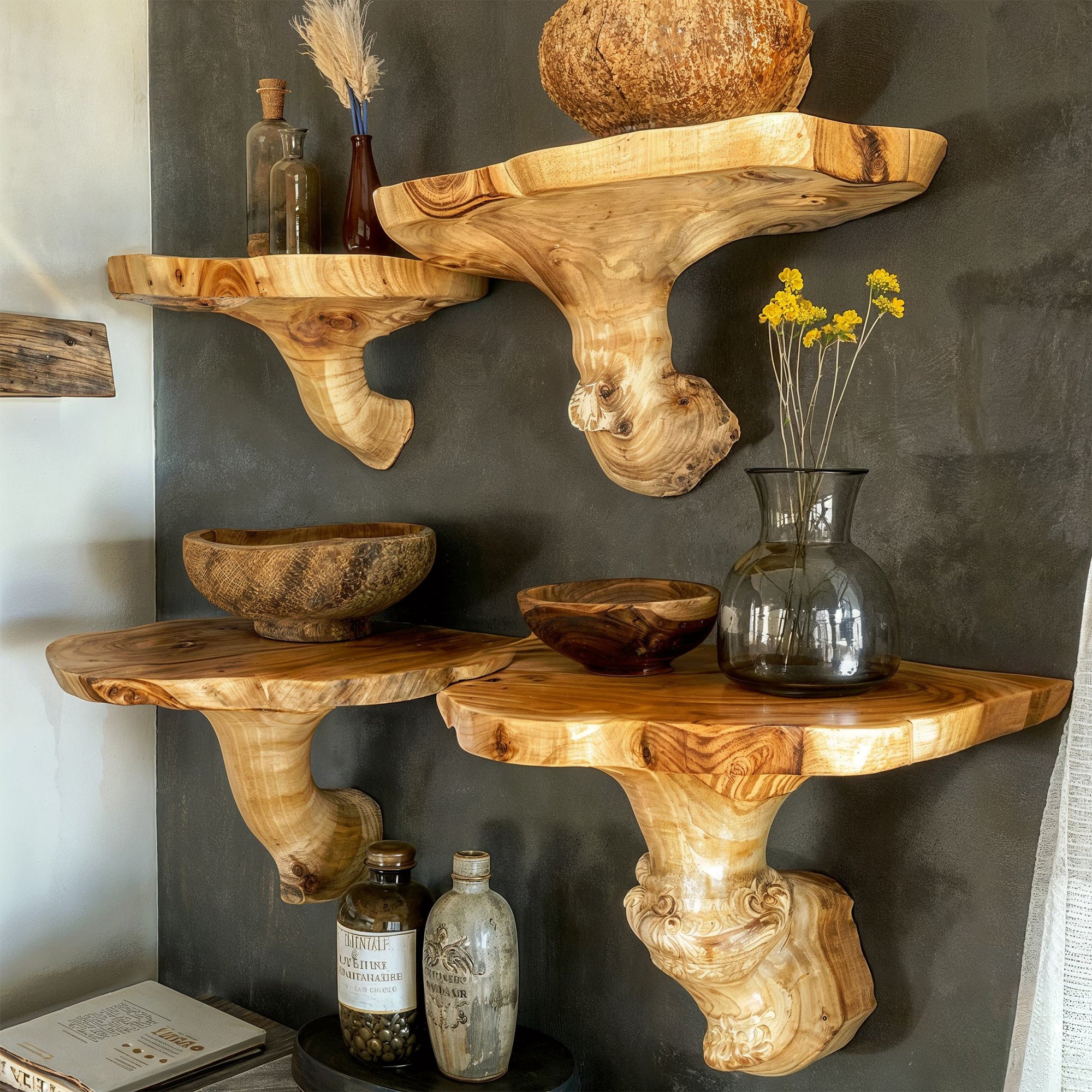 Living Edge Mushroom Floating Shelves KNN04