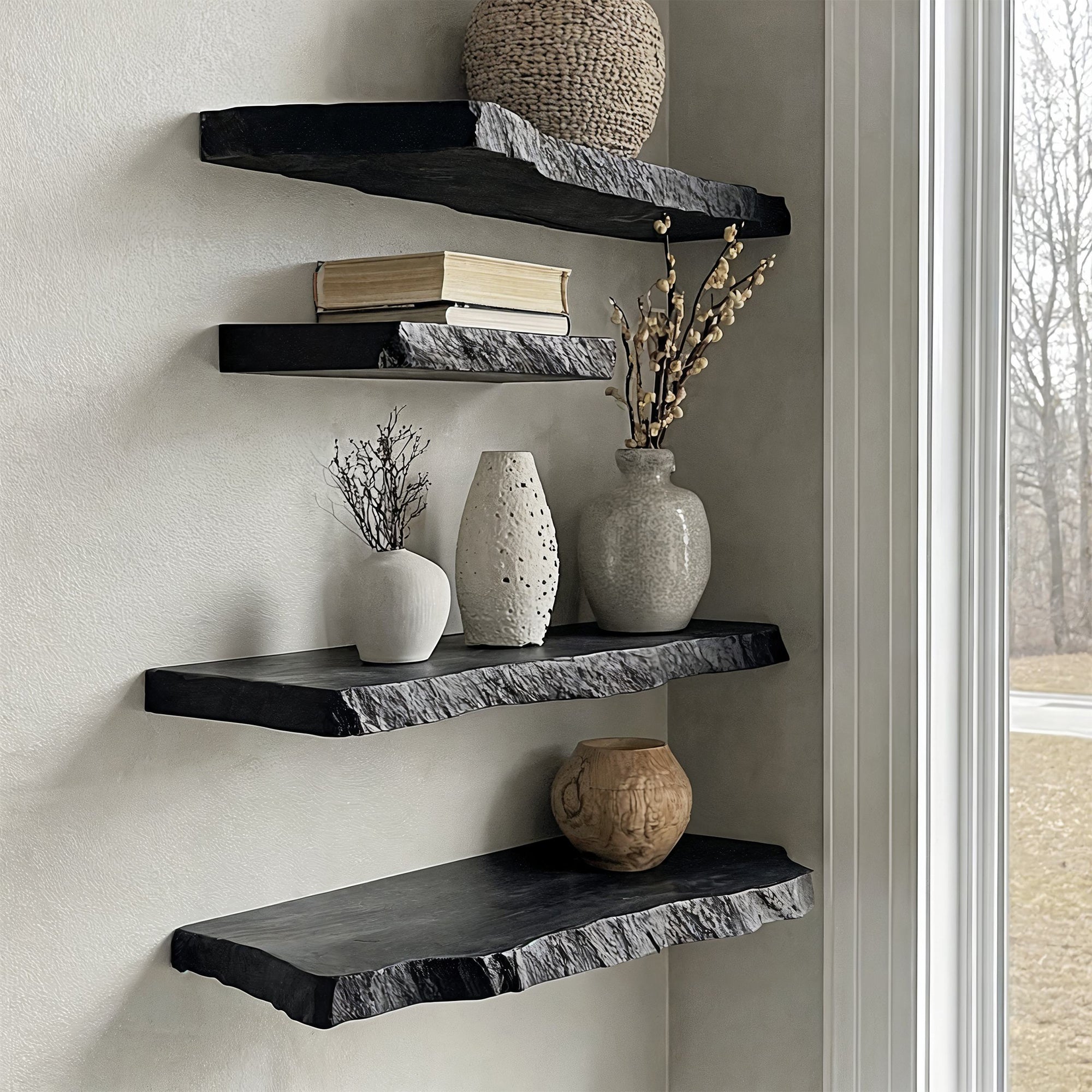 Live Edge Black Shelves Decor SILDTFL030