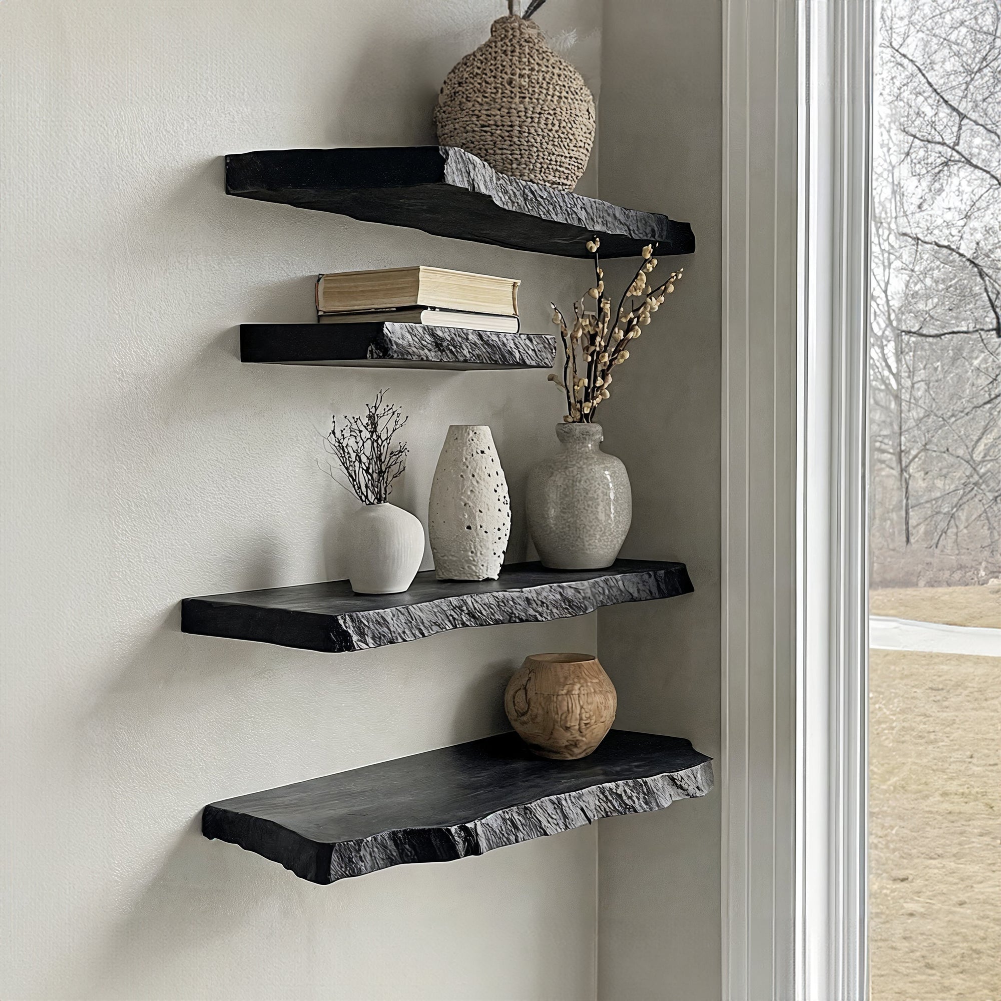 Live Edge Black Shelves Decor SILDTFL030