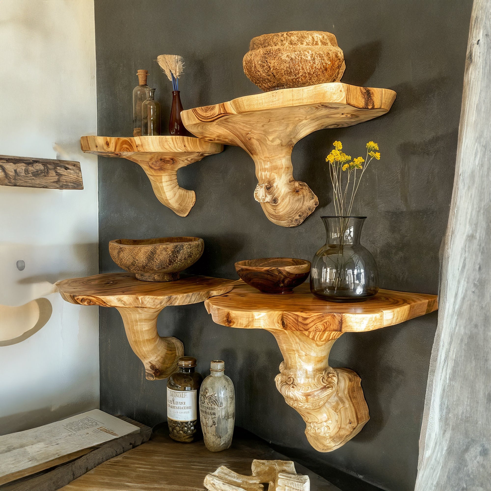 Living Edge Mushroom Floating Shelves KNN04