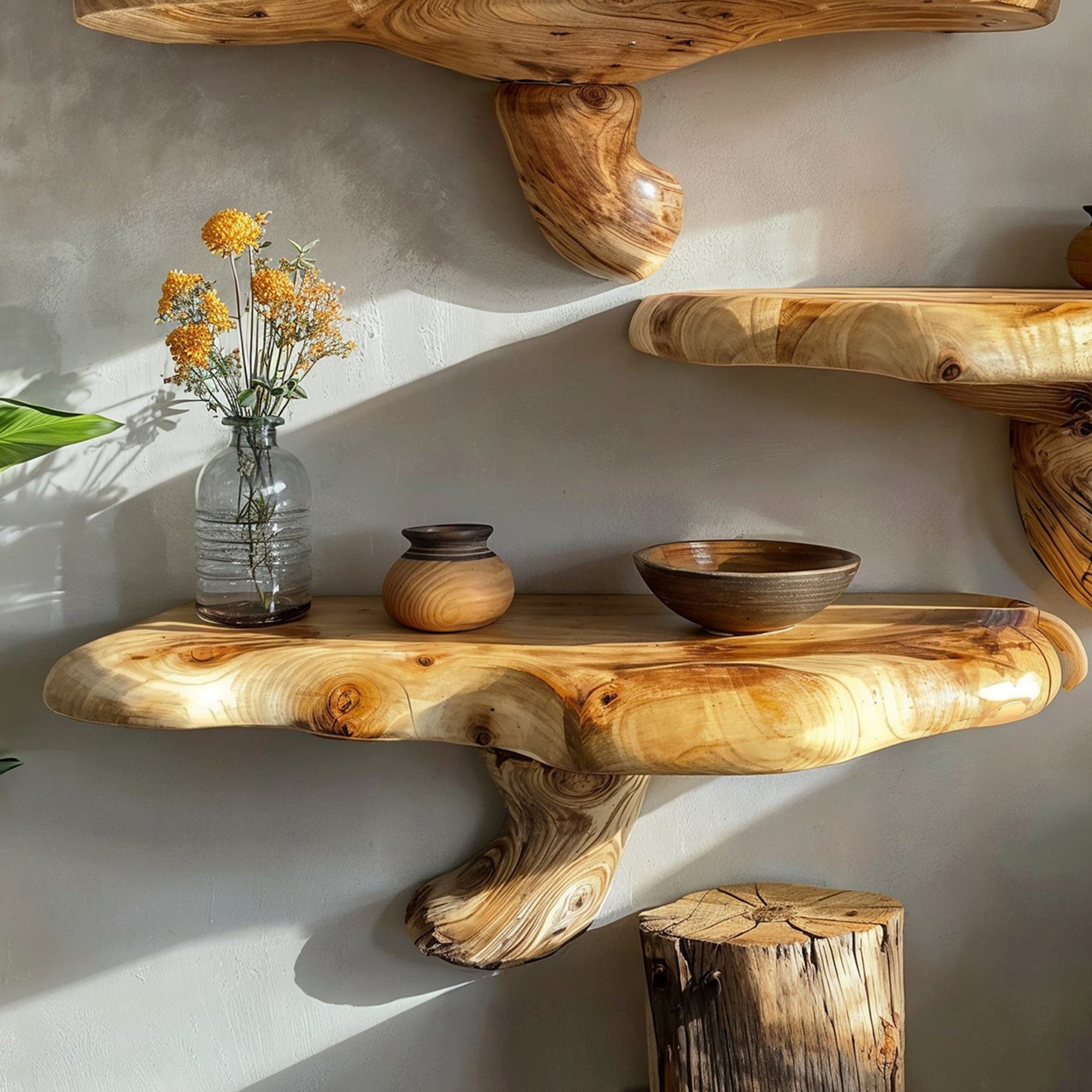 Handcrafted Mushroom Floating Shelves KNN02