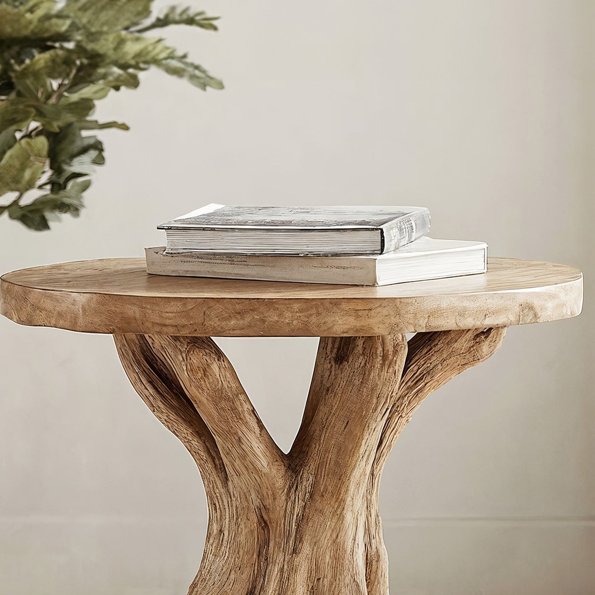 Handcrafted Round End Table Rustic Table SILDTEN003