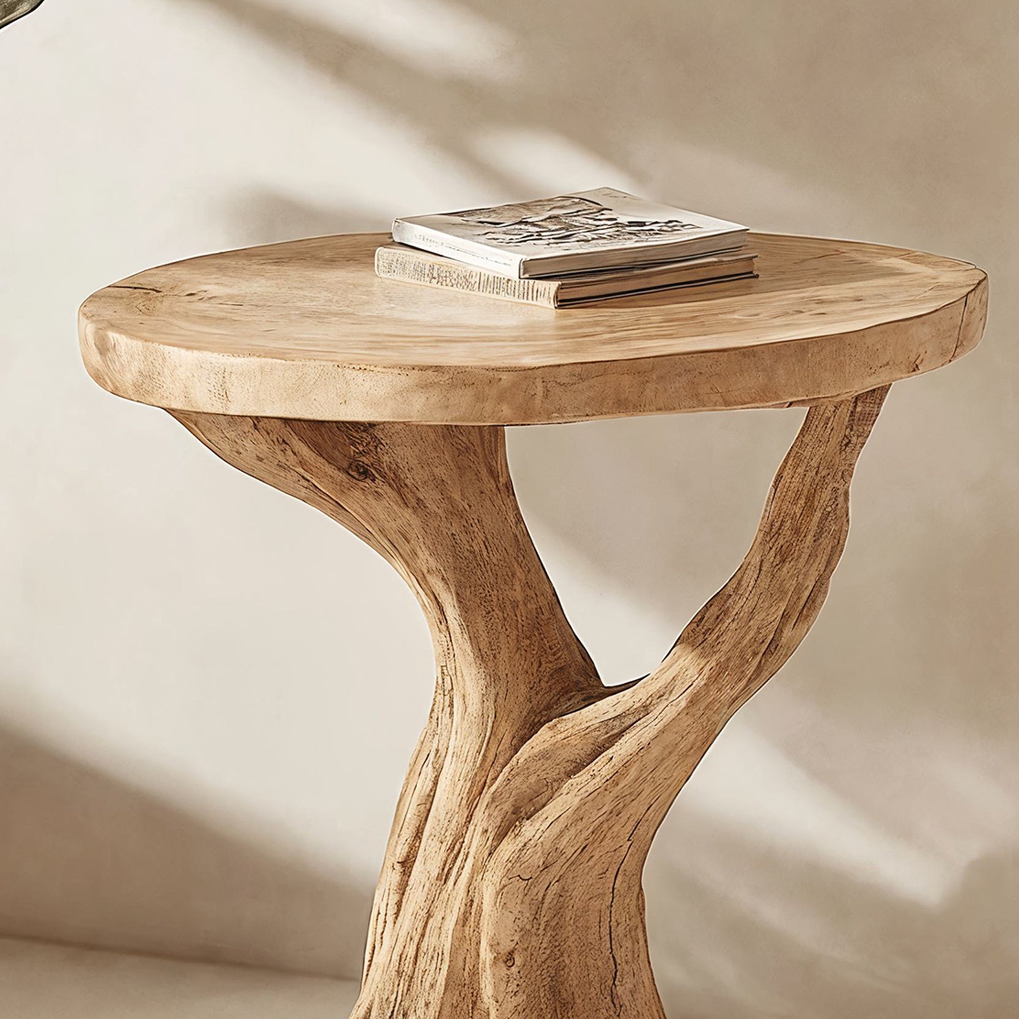 Handcrafted Round End Table Handmade Table SILDTEN004