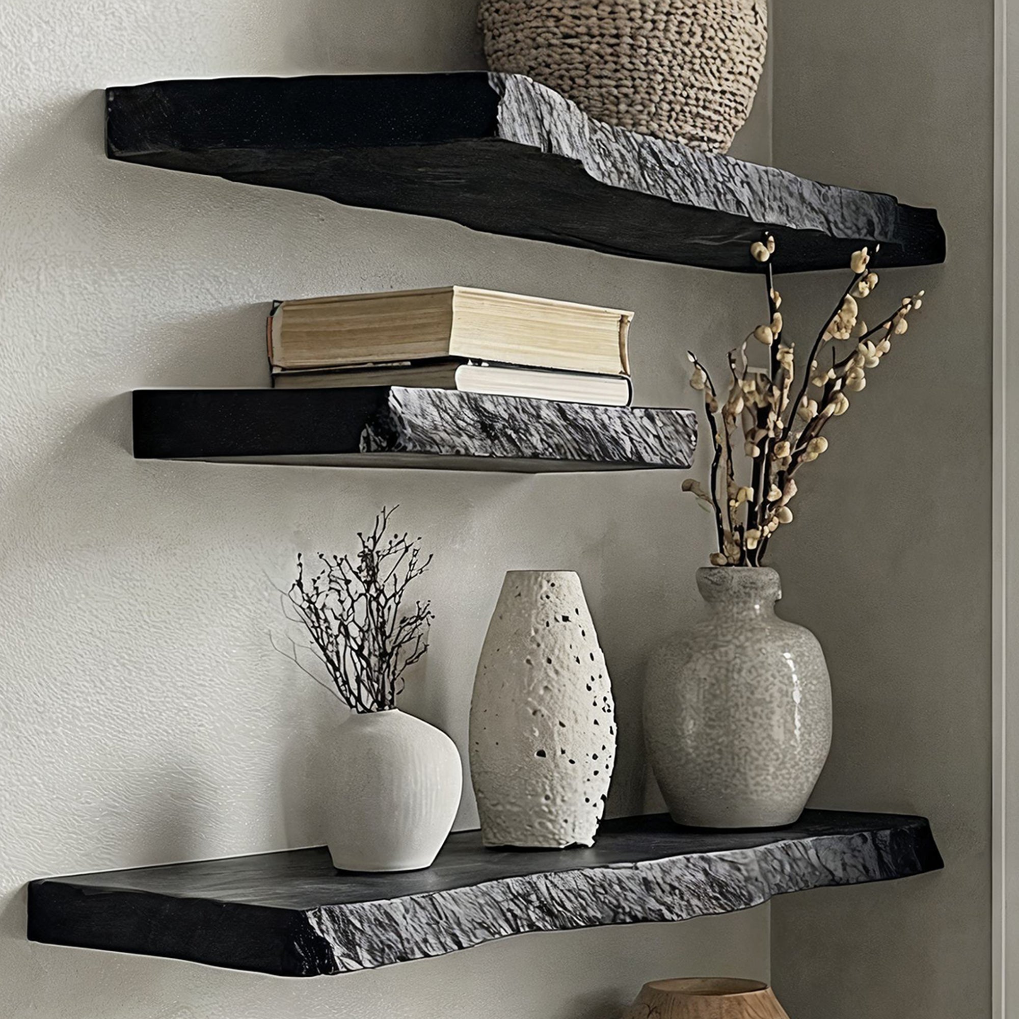 Live Edge Black Shelves Decor SILDTFL030