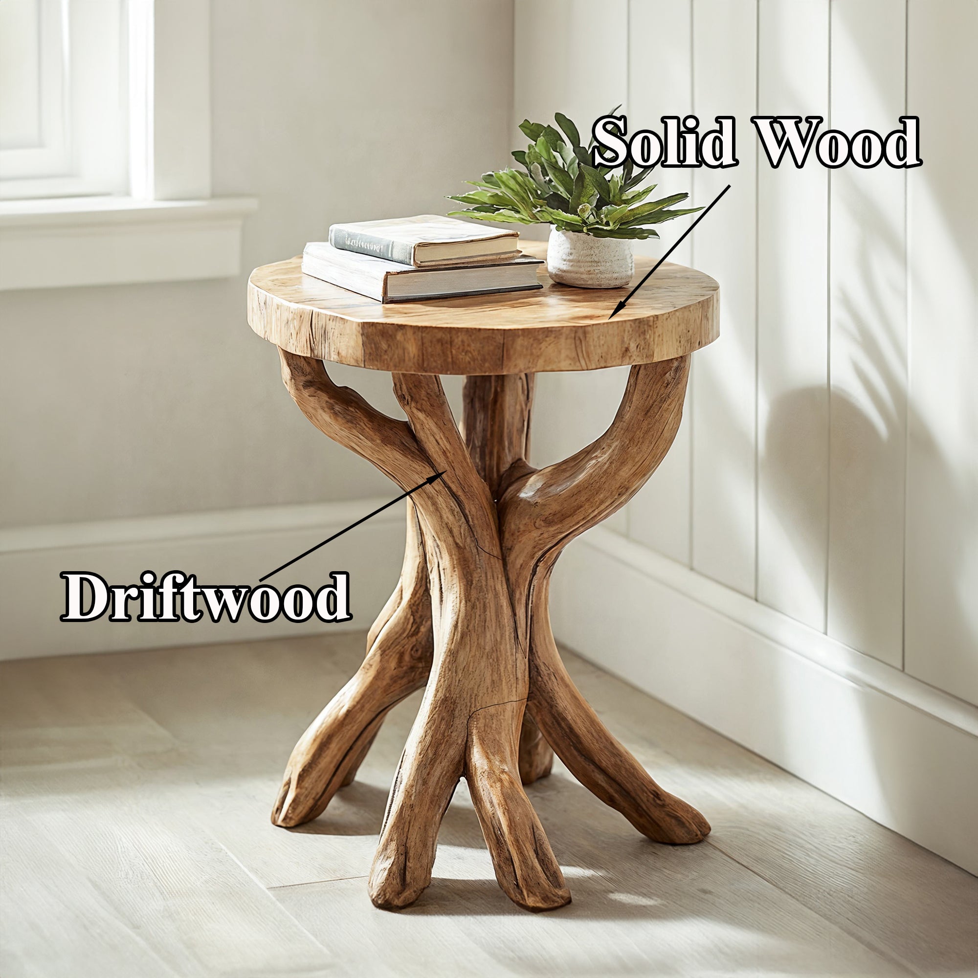 Handcrafted Round End Table Live Edge End Table SILDTEN002