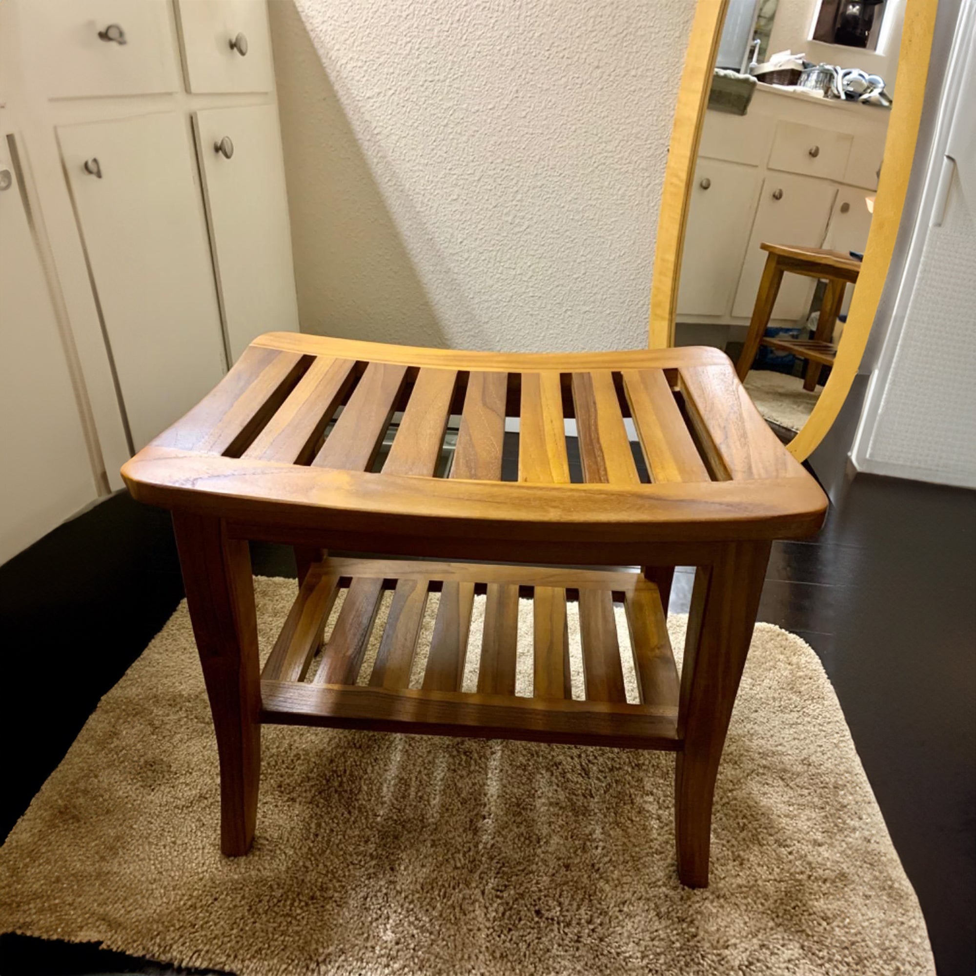 Shower Bench Solid Wood With Shelf SILDTSB001