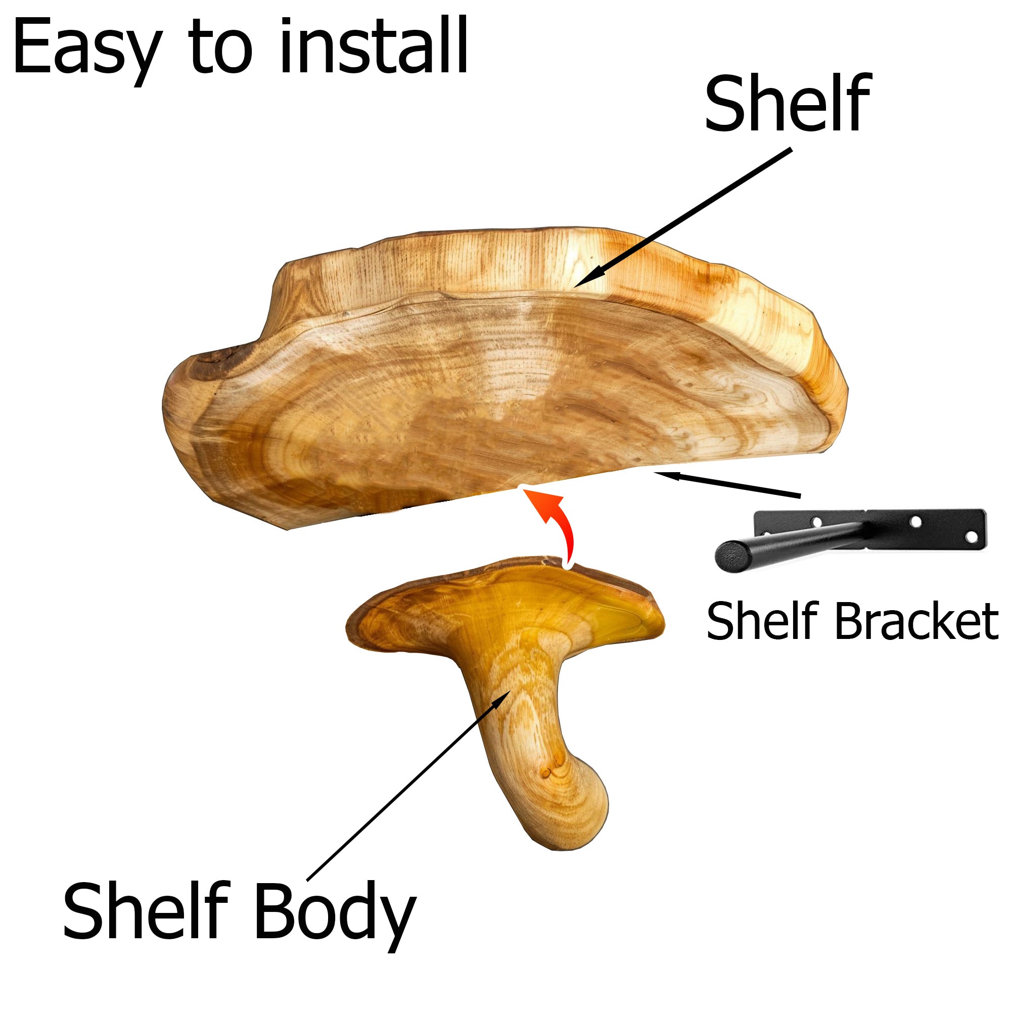 Handcrafted Mushroom Floating Shelves KNN02