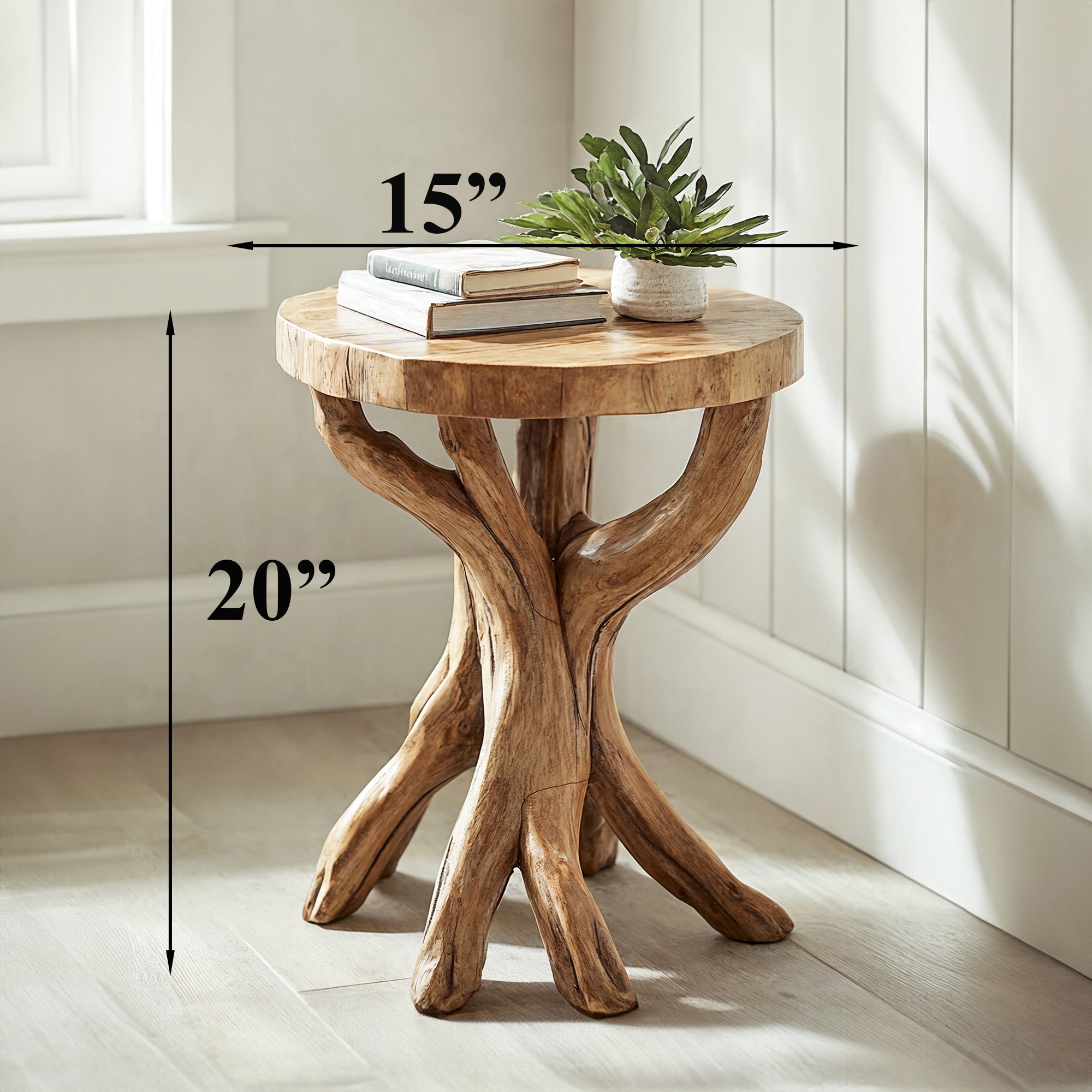 Handcrafted Round End Table Live Edge End Table SILDTEN002