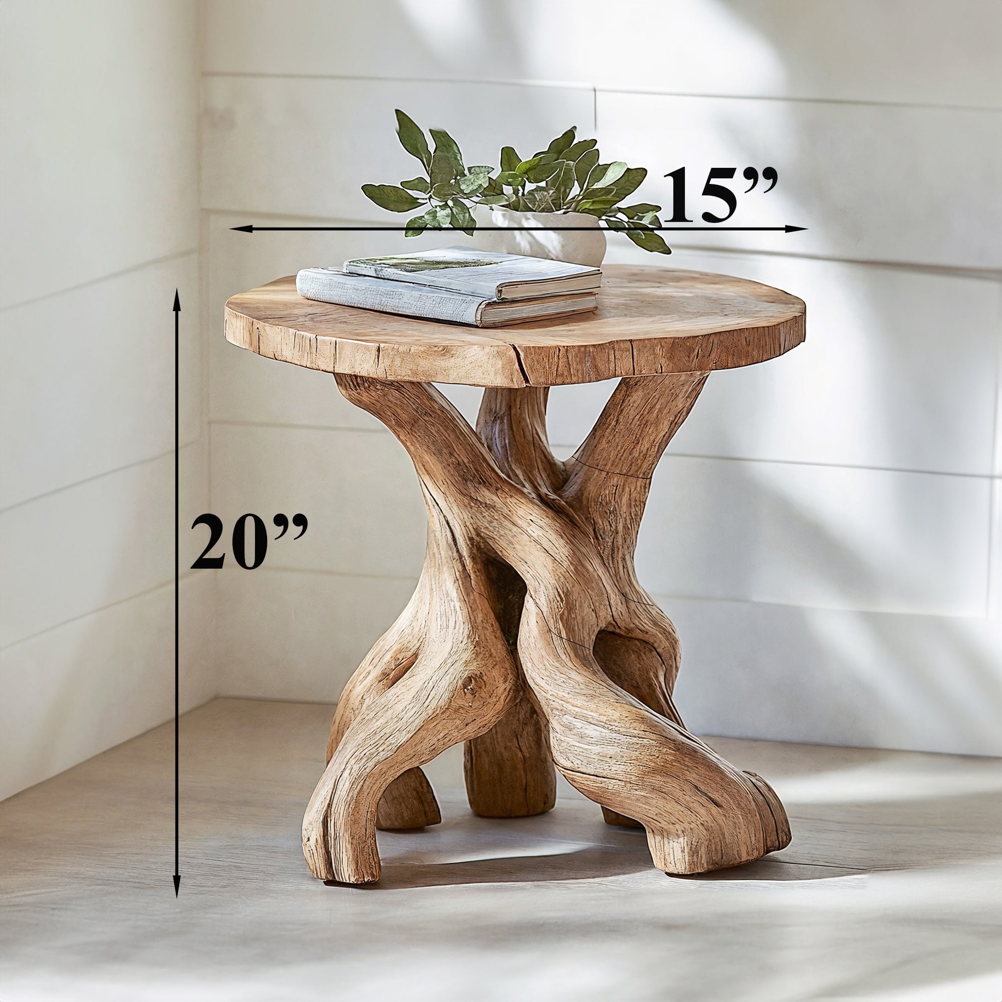 Handcrafted Round End Table Solid Wood End Table SILDTEN001