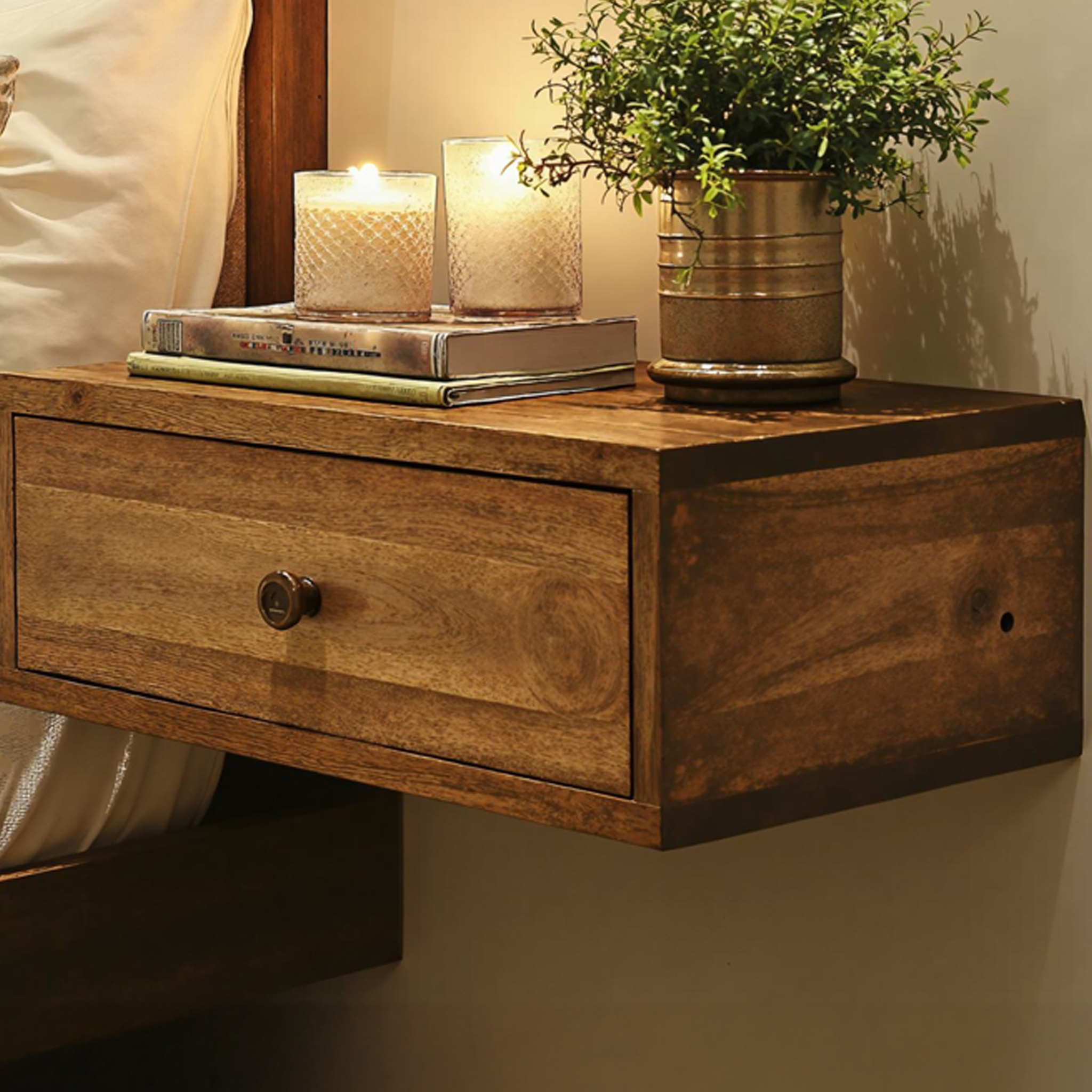 Wood Nightstand Shelf Bedside Shelf SILDTNS003