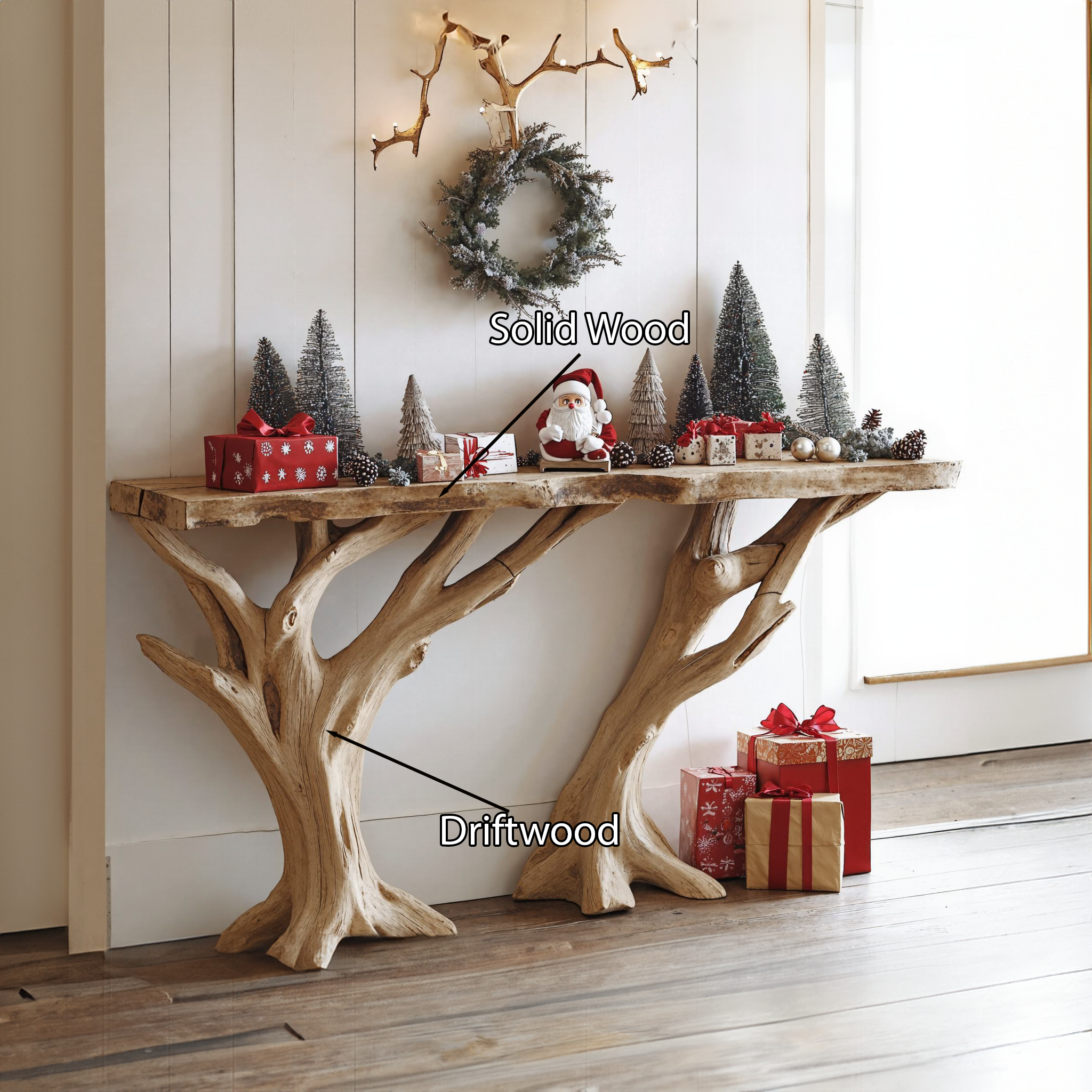 Reclaimed Wood Entryway Side Table Christmas Decor SILDTCSC025