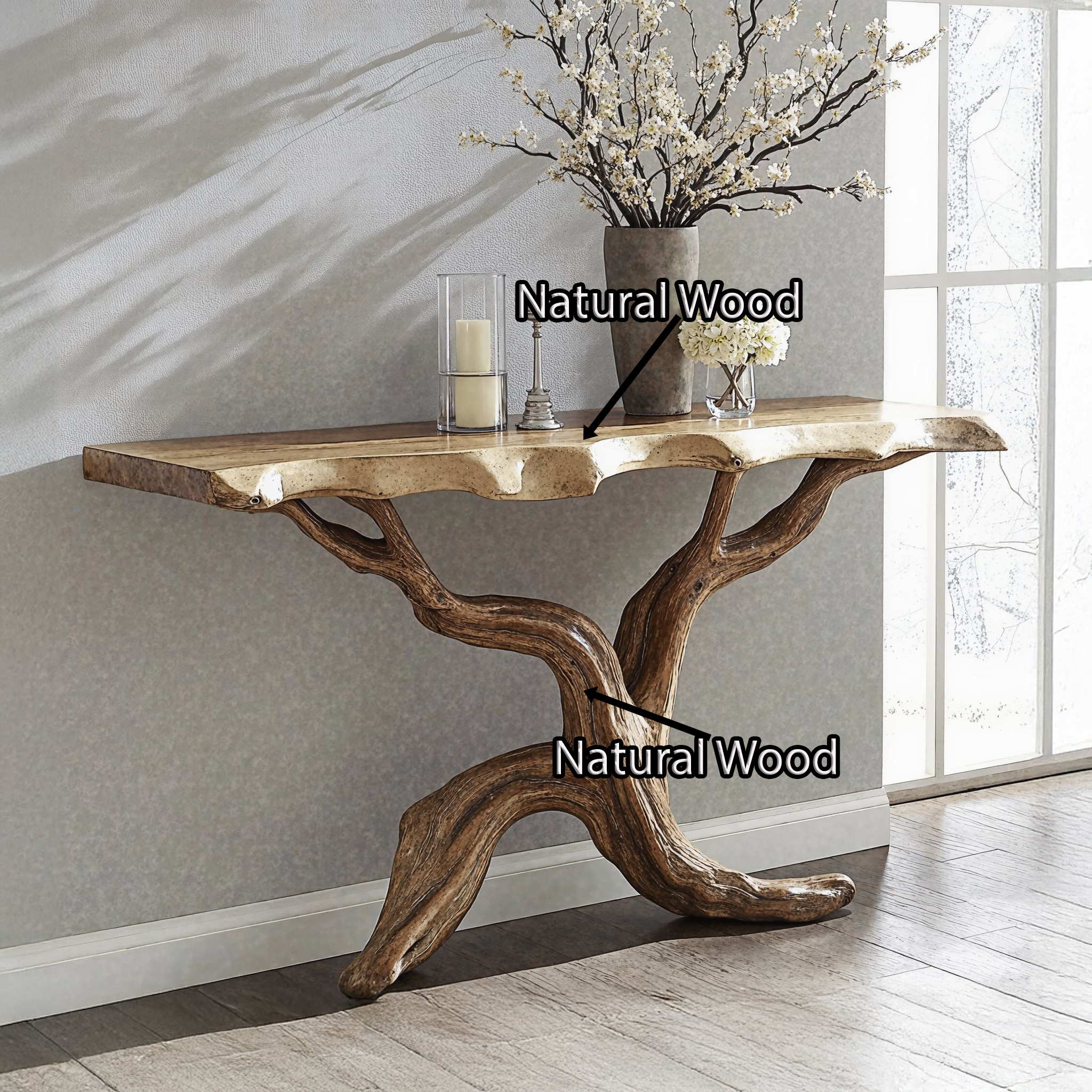 Natural Wood Console Table For Serene Bedroom Decor SILDTCS159