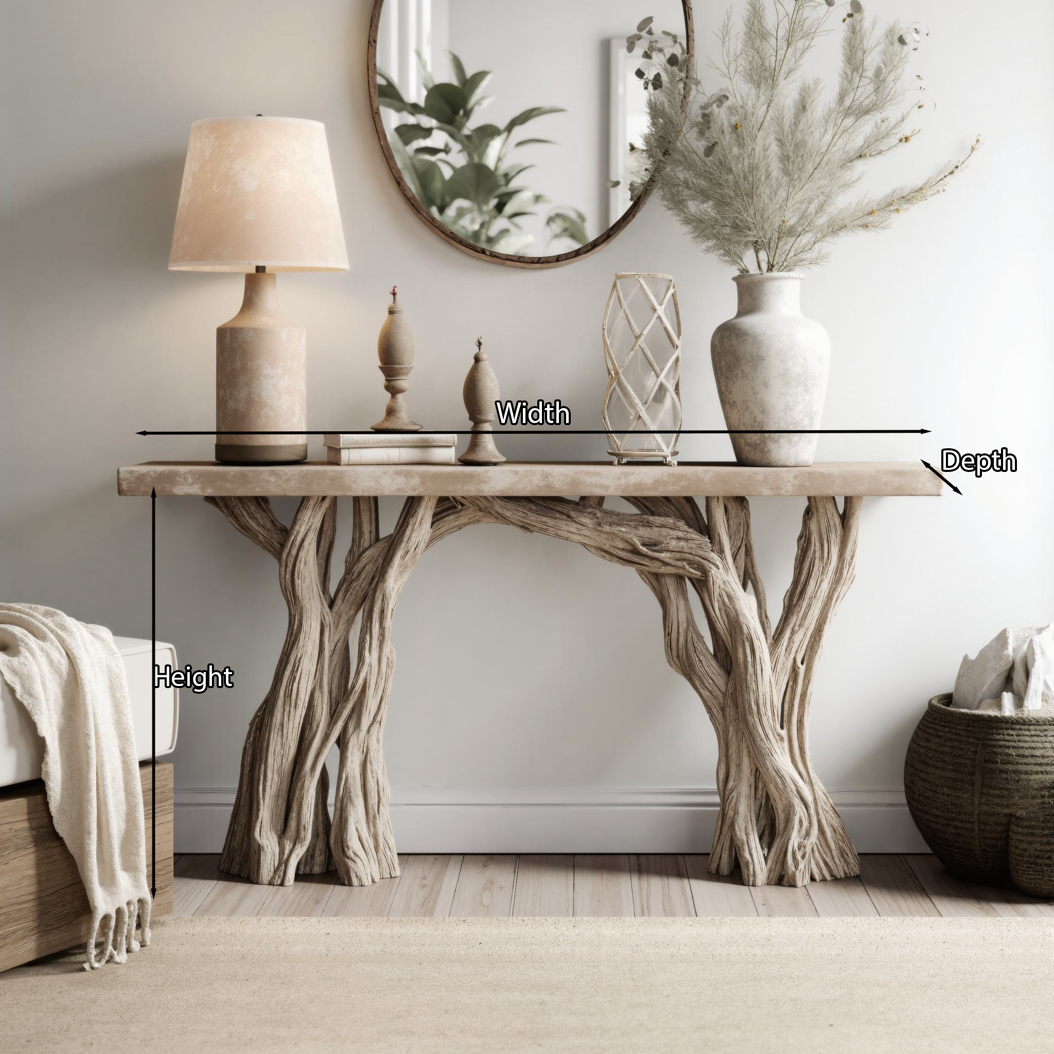 Narrow Floating Console Table Wood Handcrafted SILDTCS095