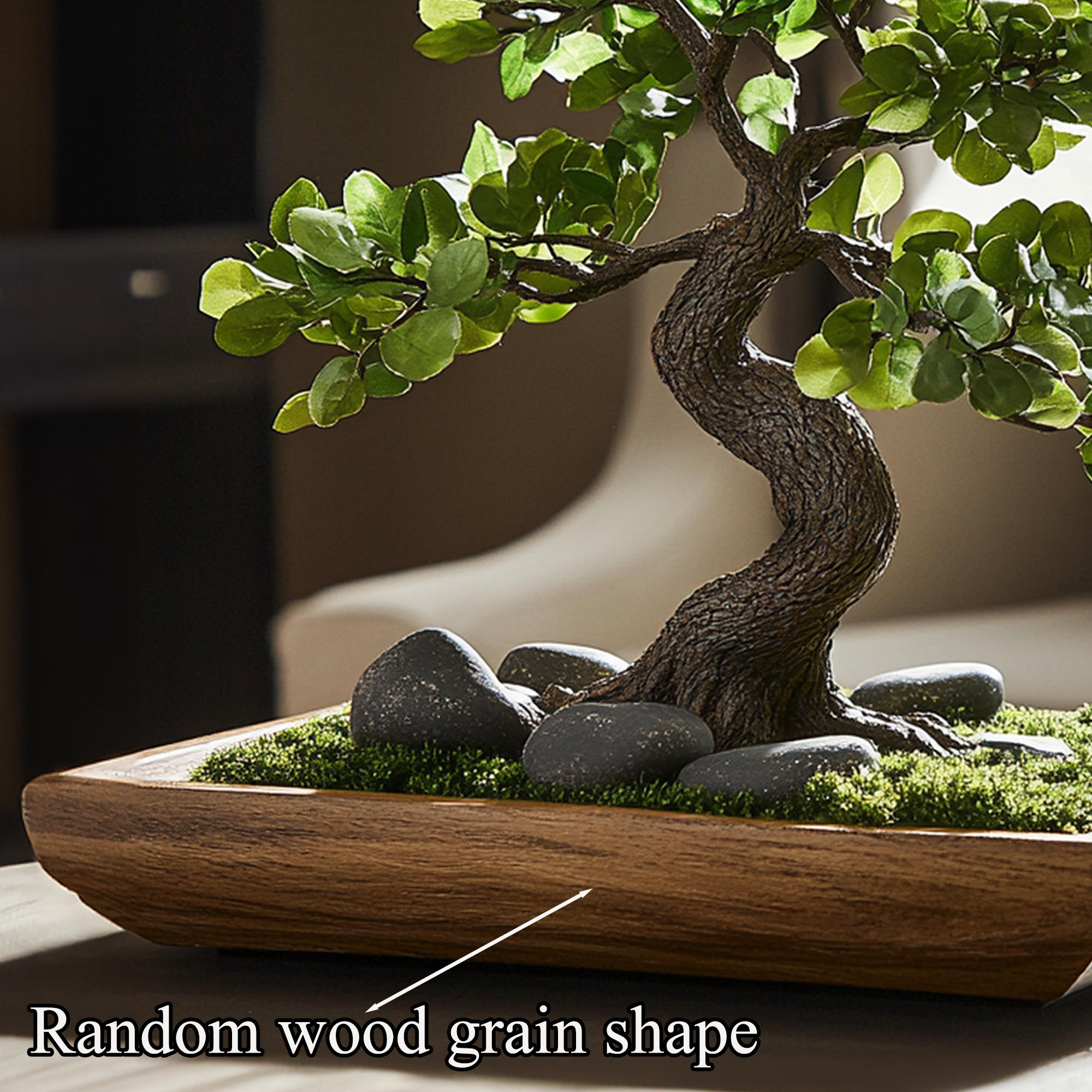 Driftwood Preserved Moss Bonsai Tree Solid Wood Pot Wood SINLBD014