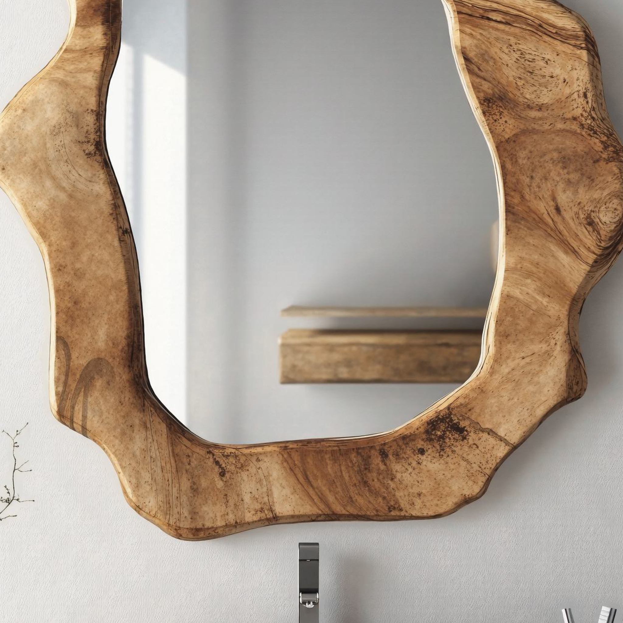 Brown Wood Mirror For Wall Decor SILDTMI006