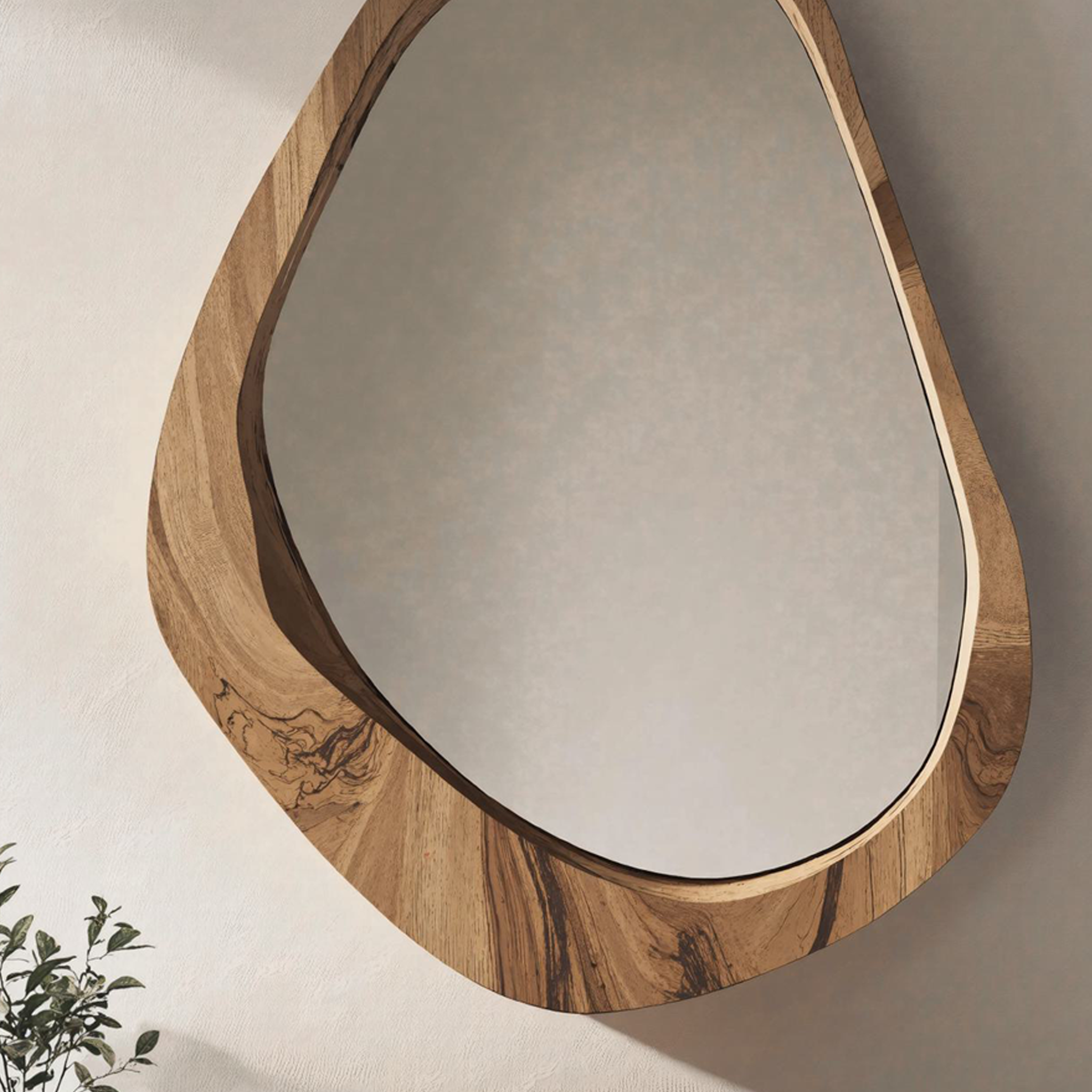 Asymmetrical Wooden Frame Mirror SILDTMI018