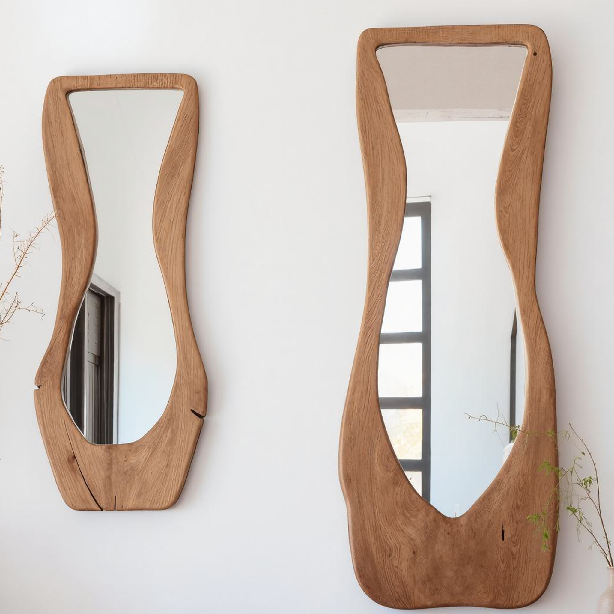 Entryway Mirror Asymmetrical Wooden Mirror SILDTMI024