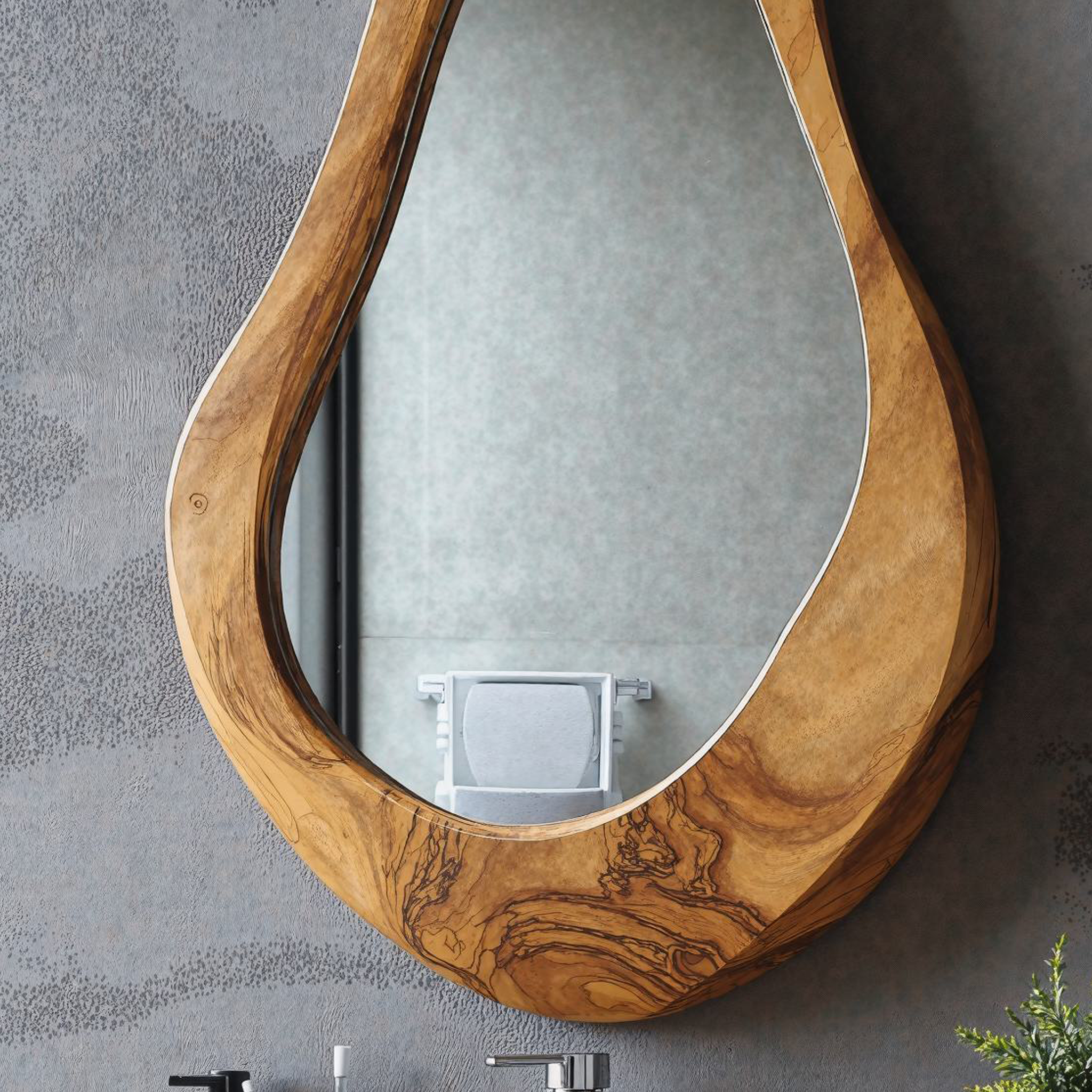 Elegant Wooden Mirror With Asymmetrical Shape SILDTMI017