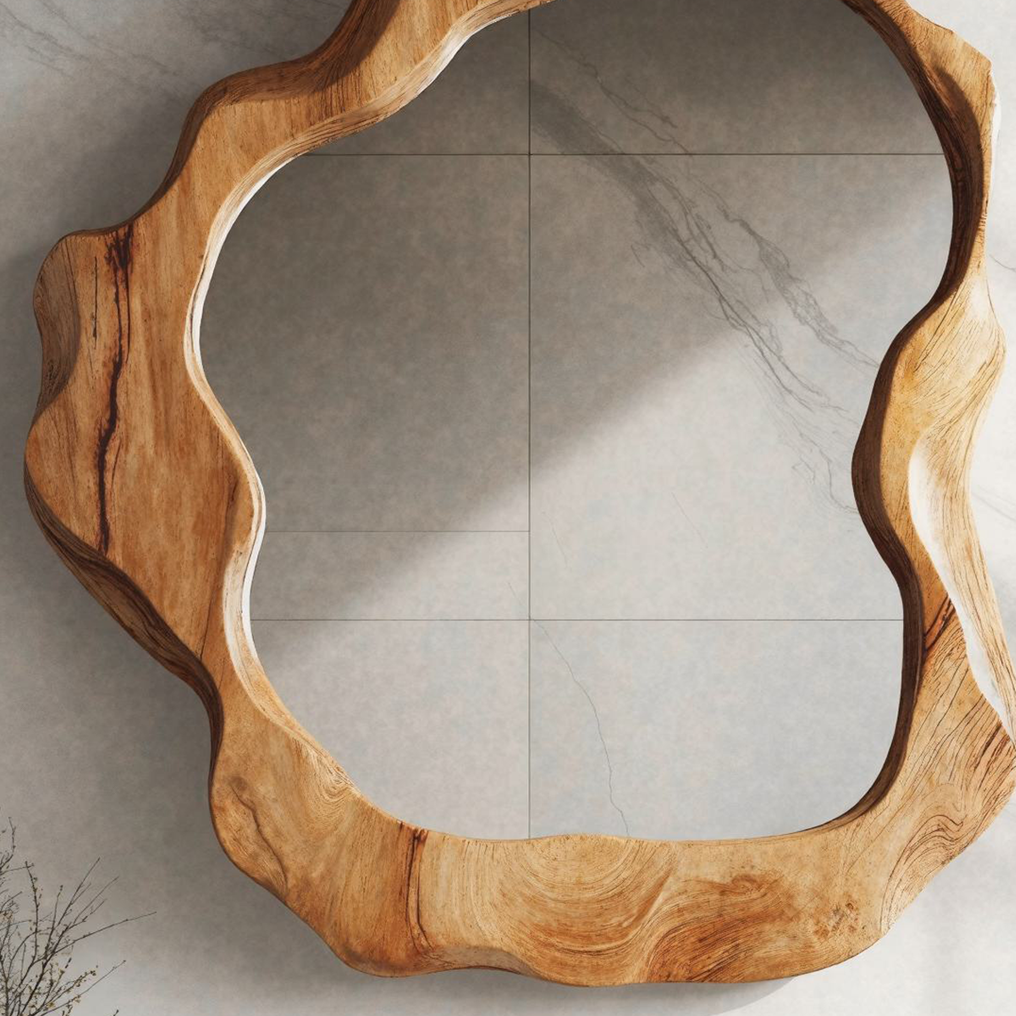 Rustic Irregular Mirror Wood Mirror For Wall SILDTMI008