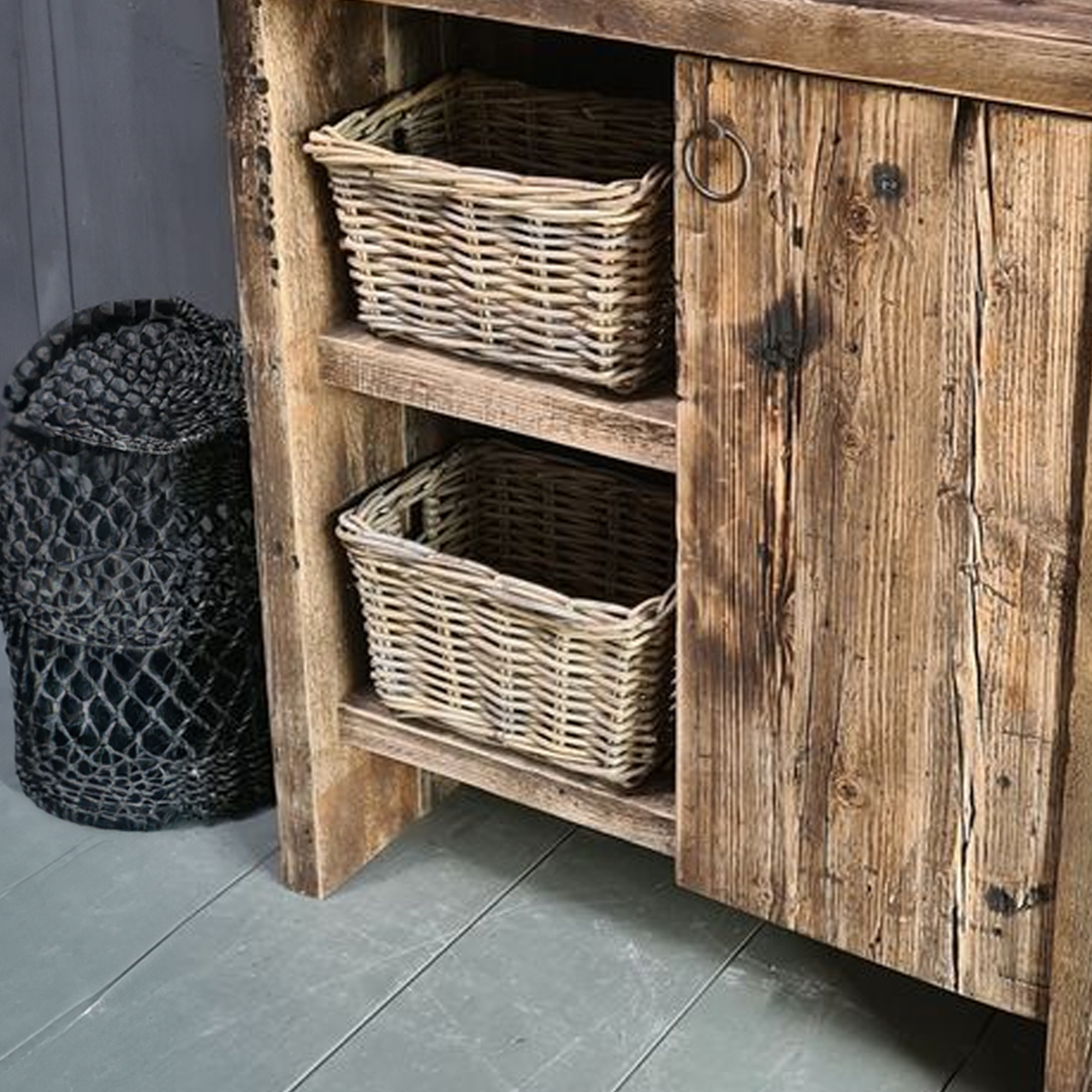 Rustic Wood Bathroom Vanity With Sink SINLBRV011