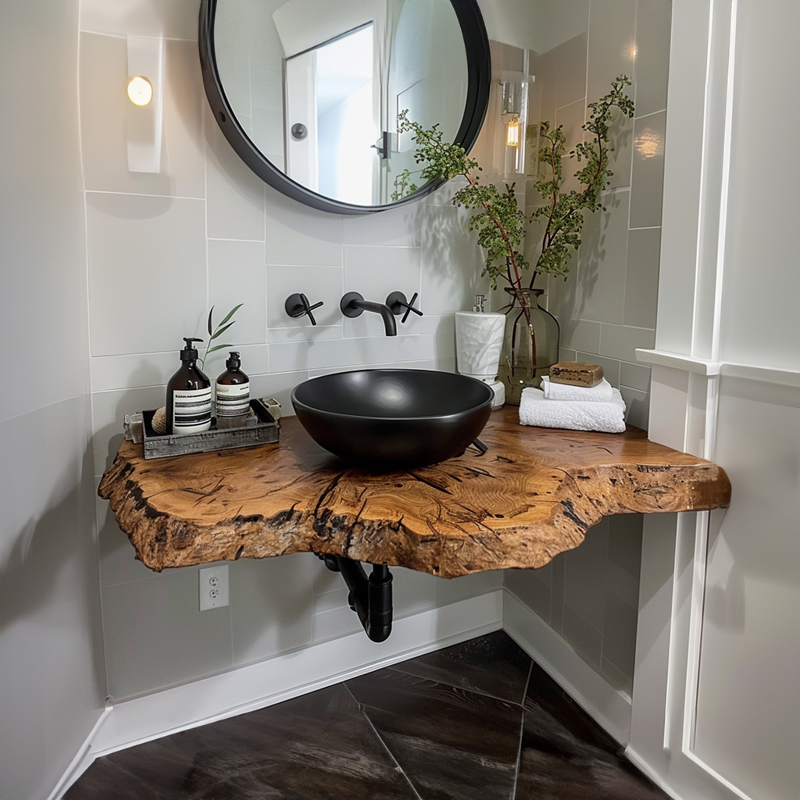 Rustic Floating Vanity Desk Shelf SINLBRV021