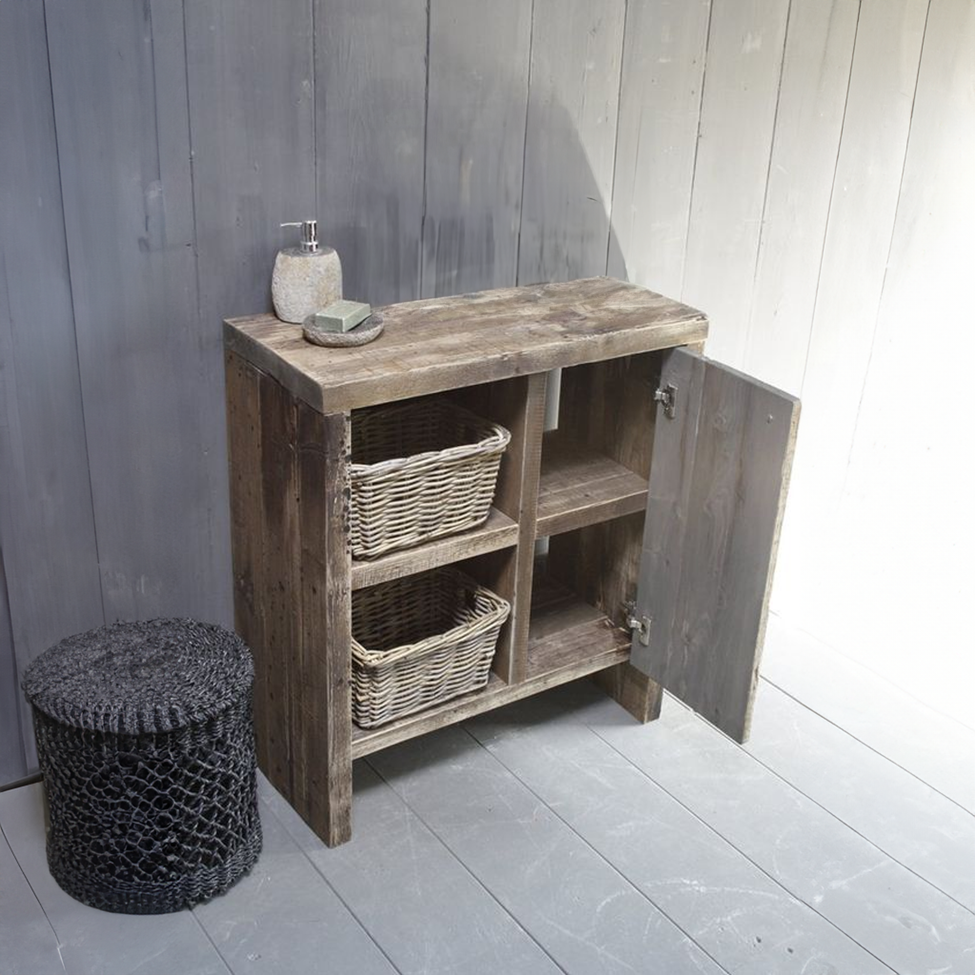 Rustic Wood Bathroom Vanity With Sink SINLBRV011