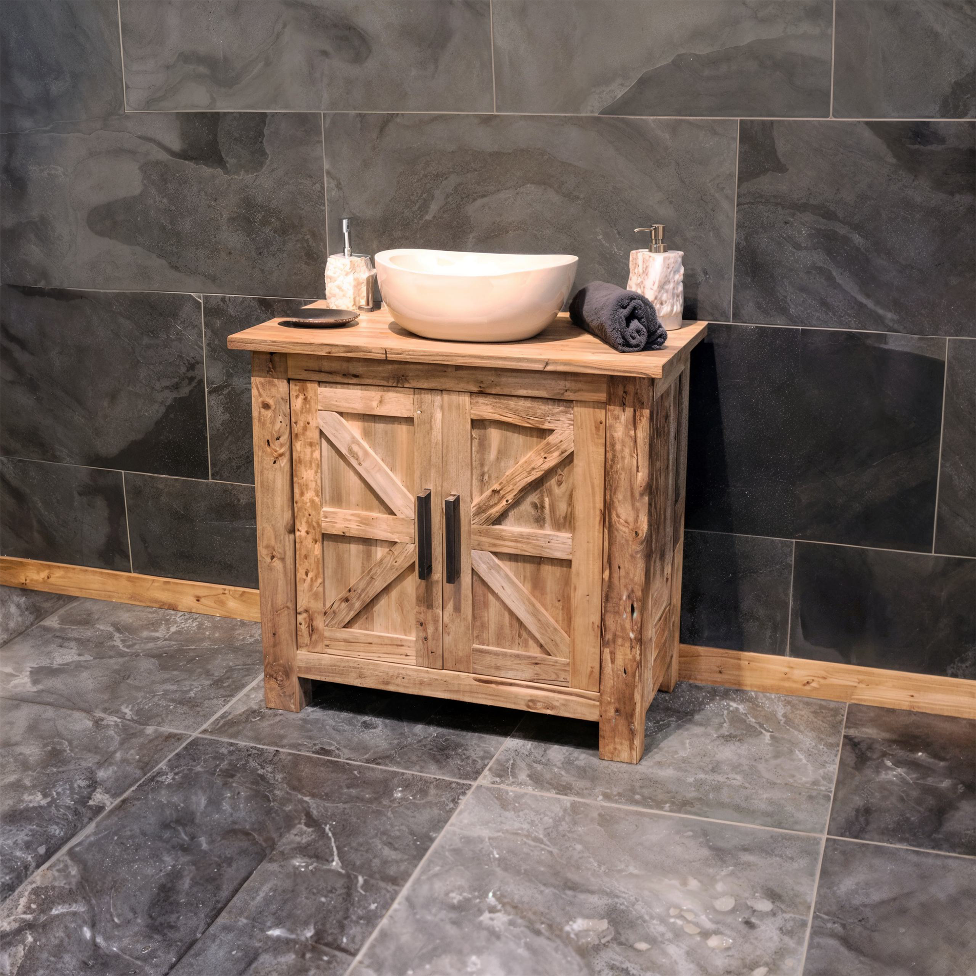 Rustic Reclaimed Wood Bathroom Vanity SINLBRV014