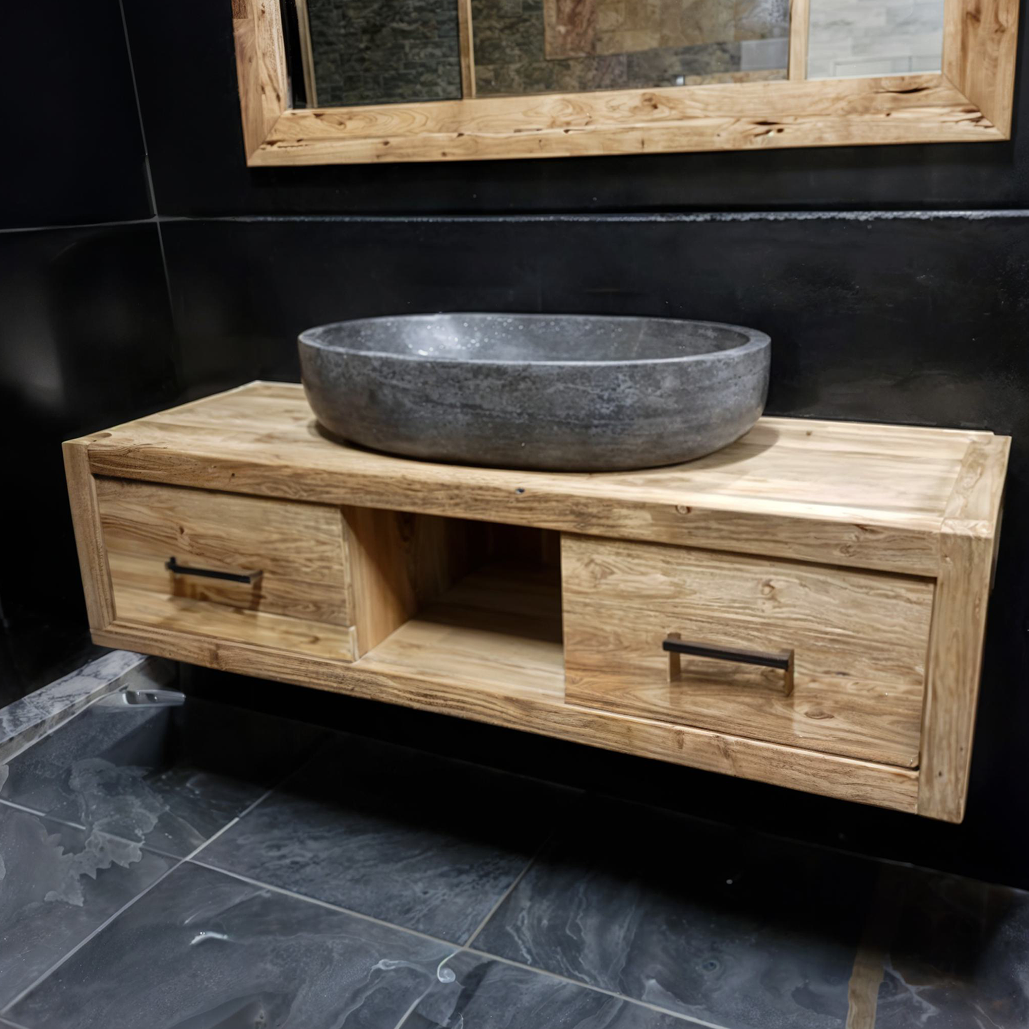 Reclaimed Wood Solid Bathroom Vanity SINLBRV012