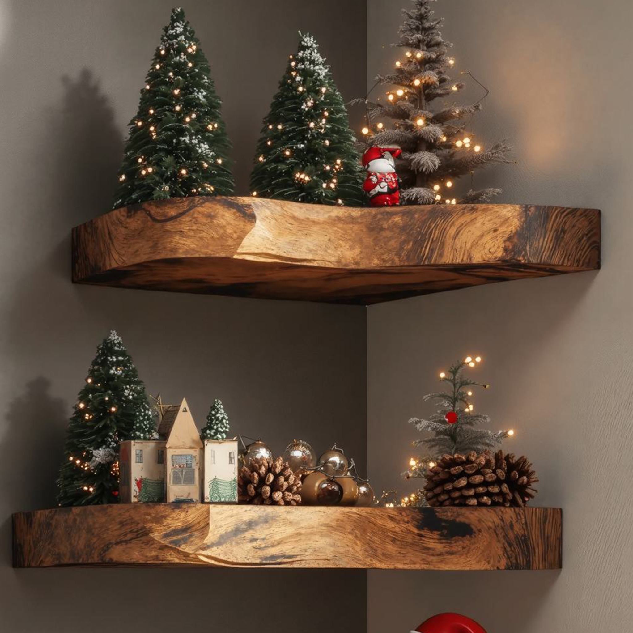 Live Edge Corner Shelves Floating Xmas Shelves SILDTCN033